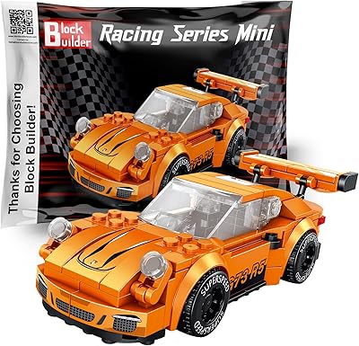 Block Builder 911 Racing Car Building Block Set (230 Pieces). Racing Car Building Blocks for Kids and Adults