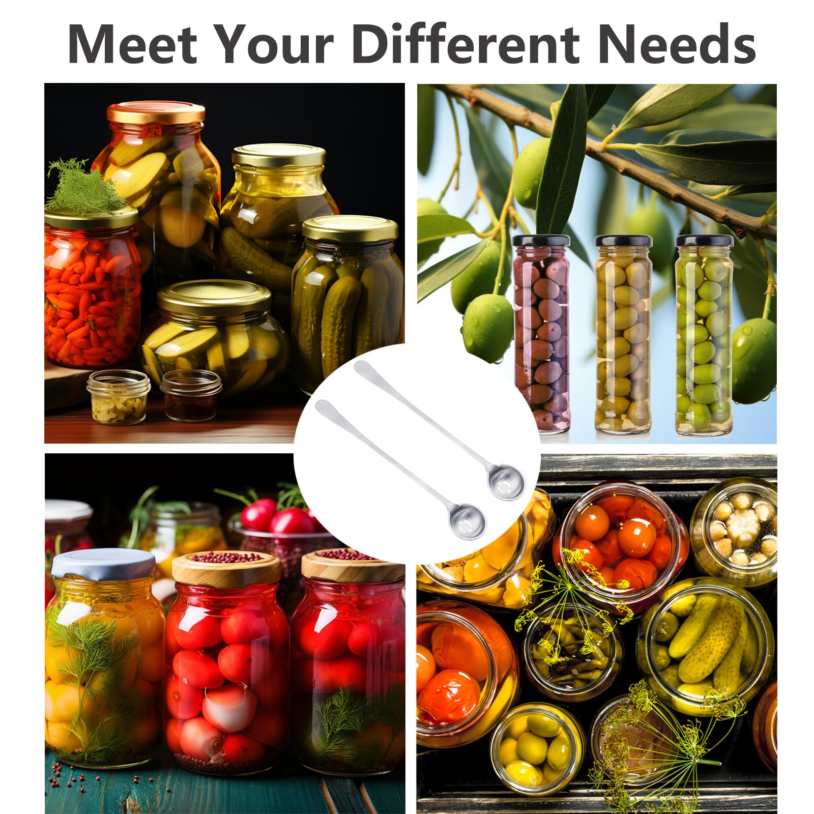 Stainless Steel Olive Spoons - Long Handle & Drain Holes -4