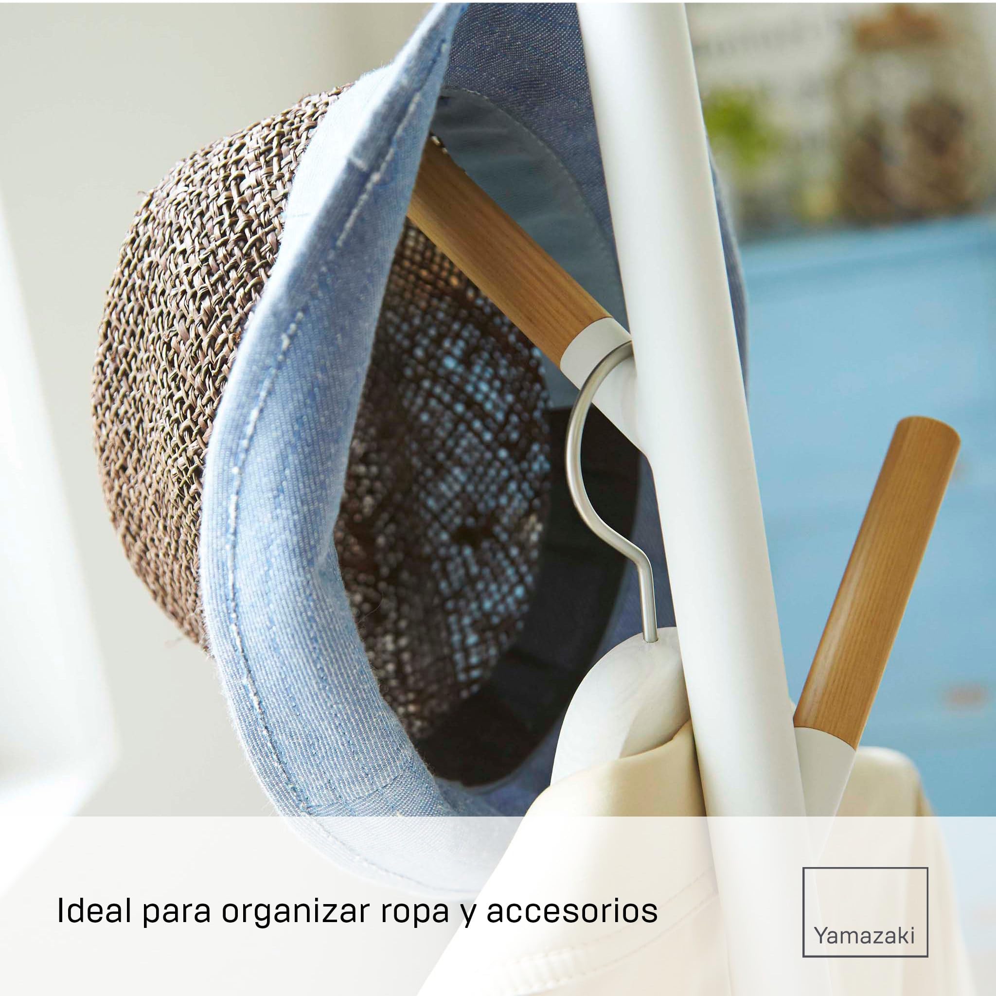 YAMAZAKI 2814 PLAIN Coat Hanger, white, Steel/Wood, 28 x 28 x 177 cm
