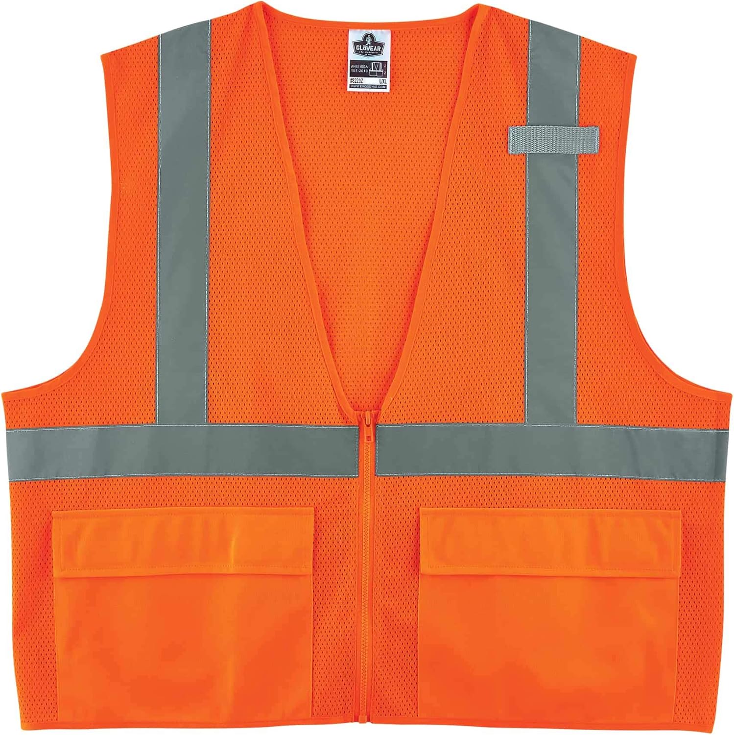 Ergodyne GloWear 8220Z ANSI Class 2 High Visibility Reflective Safety Vest - Breathable Mesh, Zipper Closure