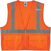 Ergodyne GloWear 8220Z ANSI Class 2 High Visibility Reflective Safety Vest - Breathable Mesh, Zipper Closure