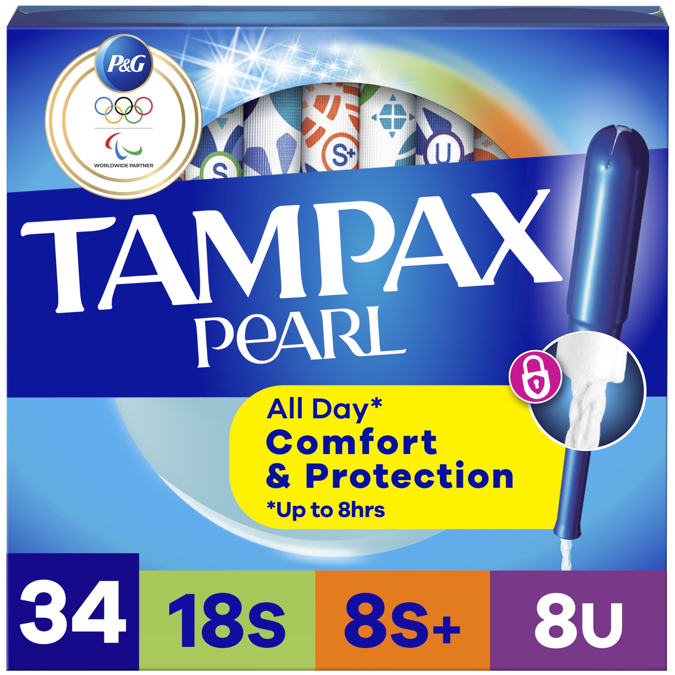 Pearl Tampons Multipack, with LeakGuard Braid, Super/Super Plus/Ultra Absorbency, Unscented, 34 Count