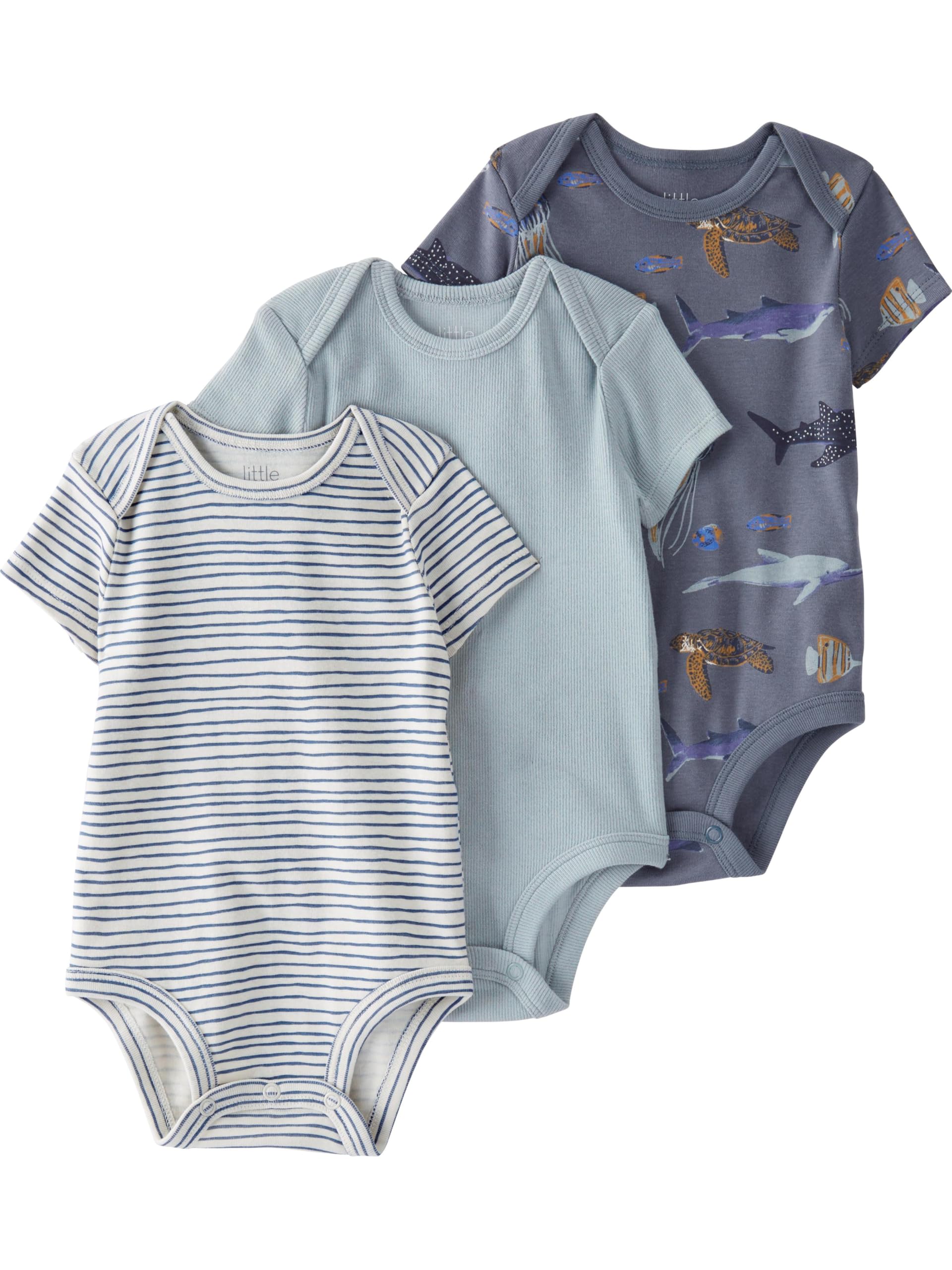 little planet by carter's Unisex Baby 3-pack Short Sleeve Bodysuits Made With Organic Cotton