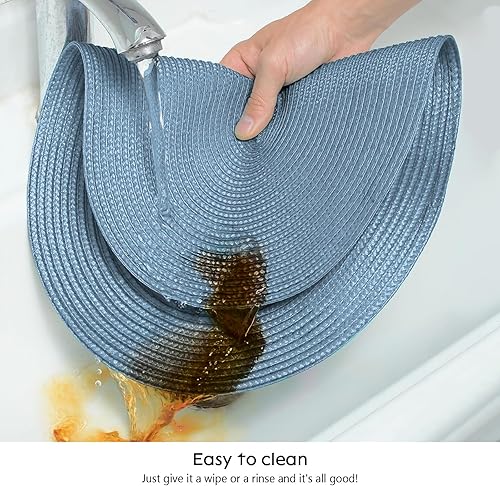 Miniatura 3 de AHHFSMEI Juego de 6 manteles individuales para mesa de comedor, lavables, tejidos, antideslizantes, de 18 x 12 pulgadas, resistentes al calor,