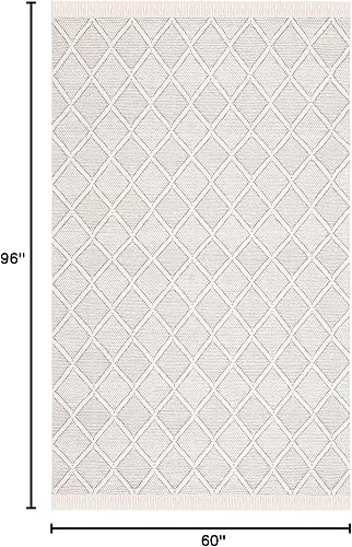 Miniatura 2 de SAFAVIEH Natura Collection - Alfombra de área de 5 x 8 pies, marfil y marrón, lana hecha a mano, ideal para zonas de alto tráfico en sala de estar,