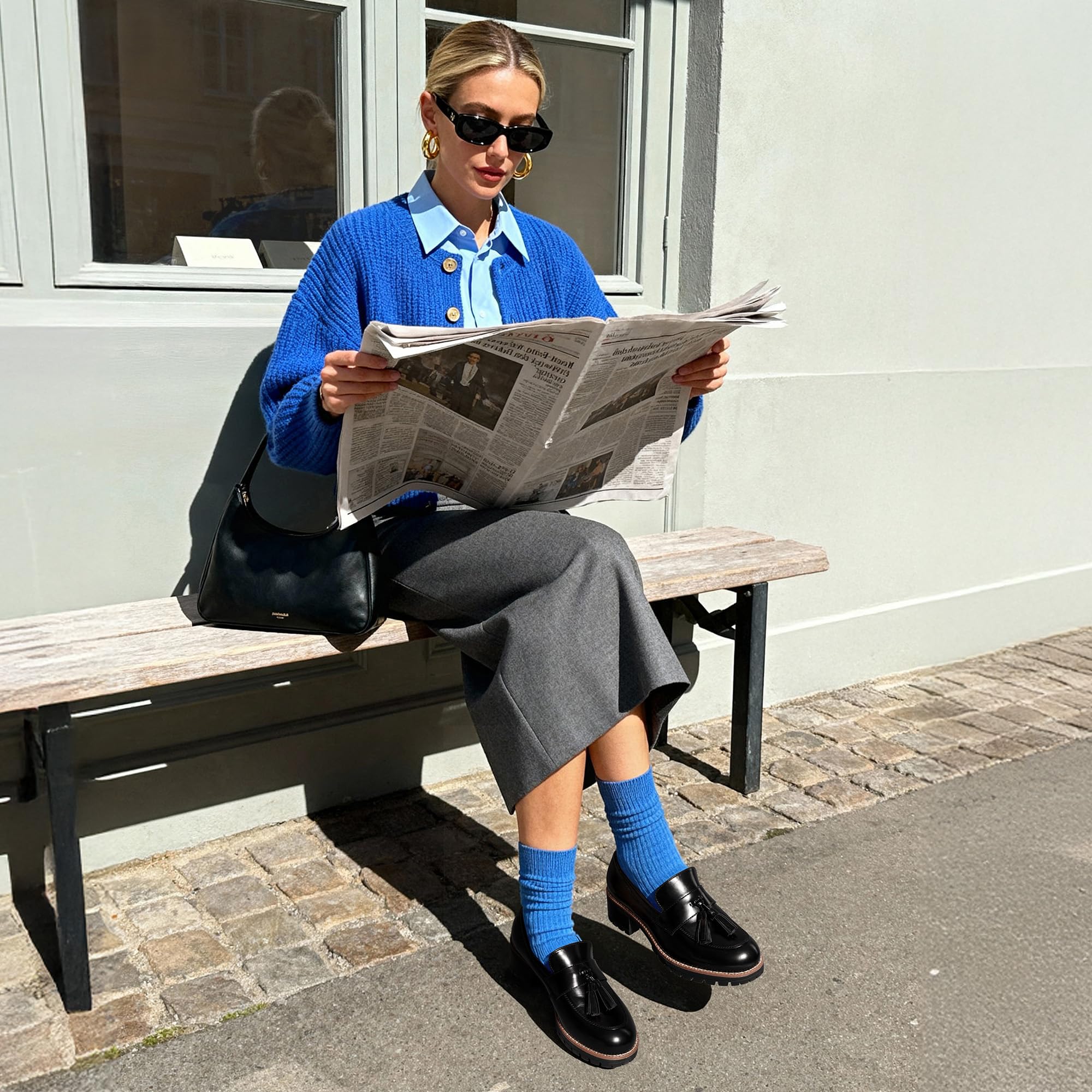 DREAM PAIRS Damskie mokasyny, wsuwane mokasyny na platformie, masywne mokasyny na obcasie, dla kobiet, eleganckie i do pracy, biznesowe buty na co dzień dla kobiet