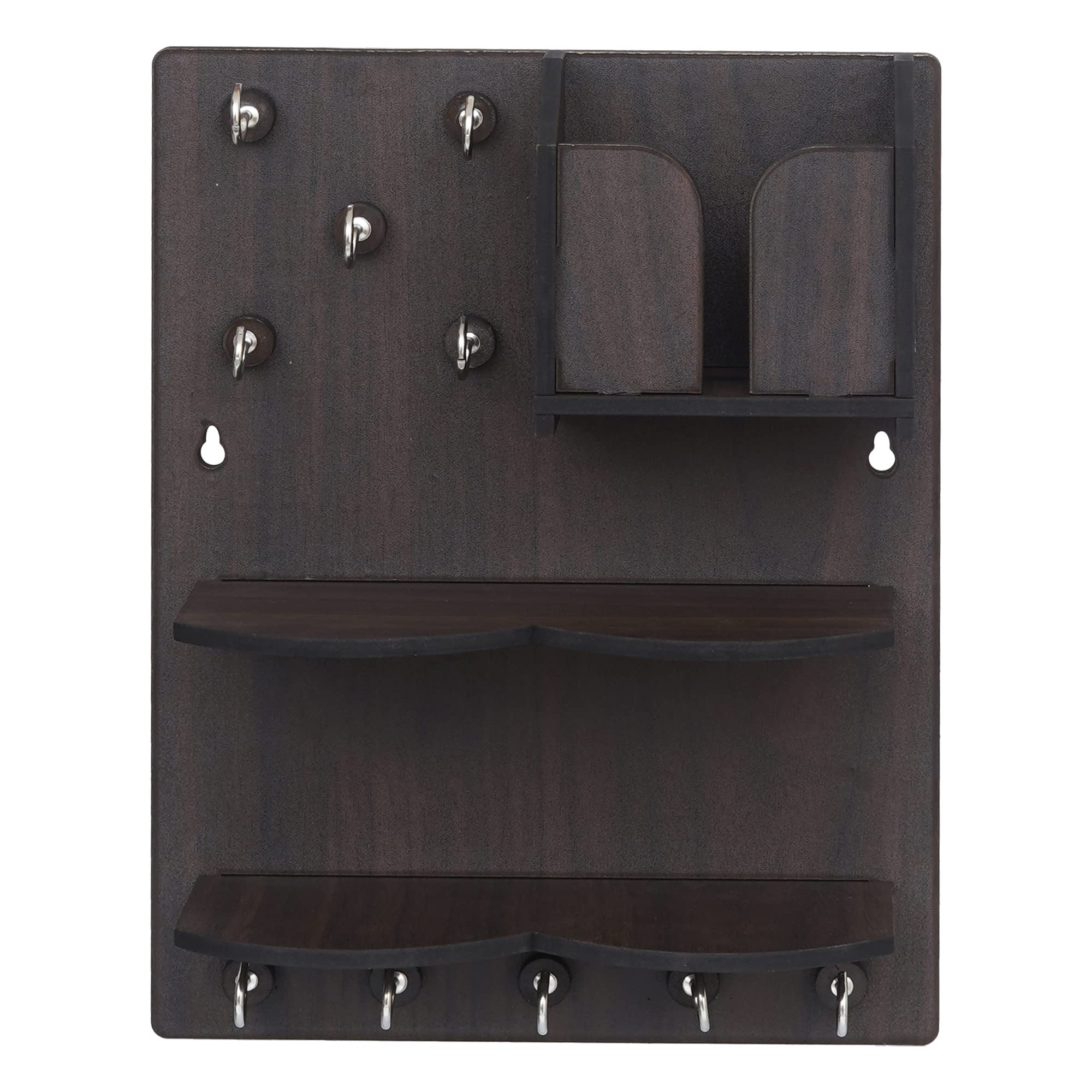 Webelkart Llavero premium para colgar en la pared, soporte de carga móvil (11.5 pulgadas, 10 ganchos), madera