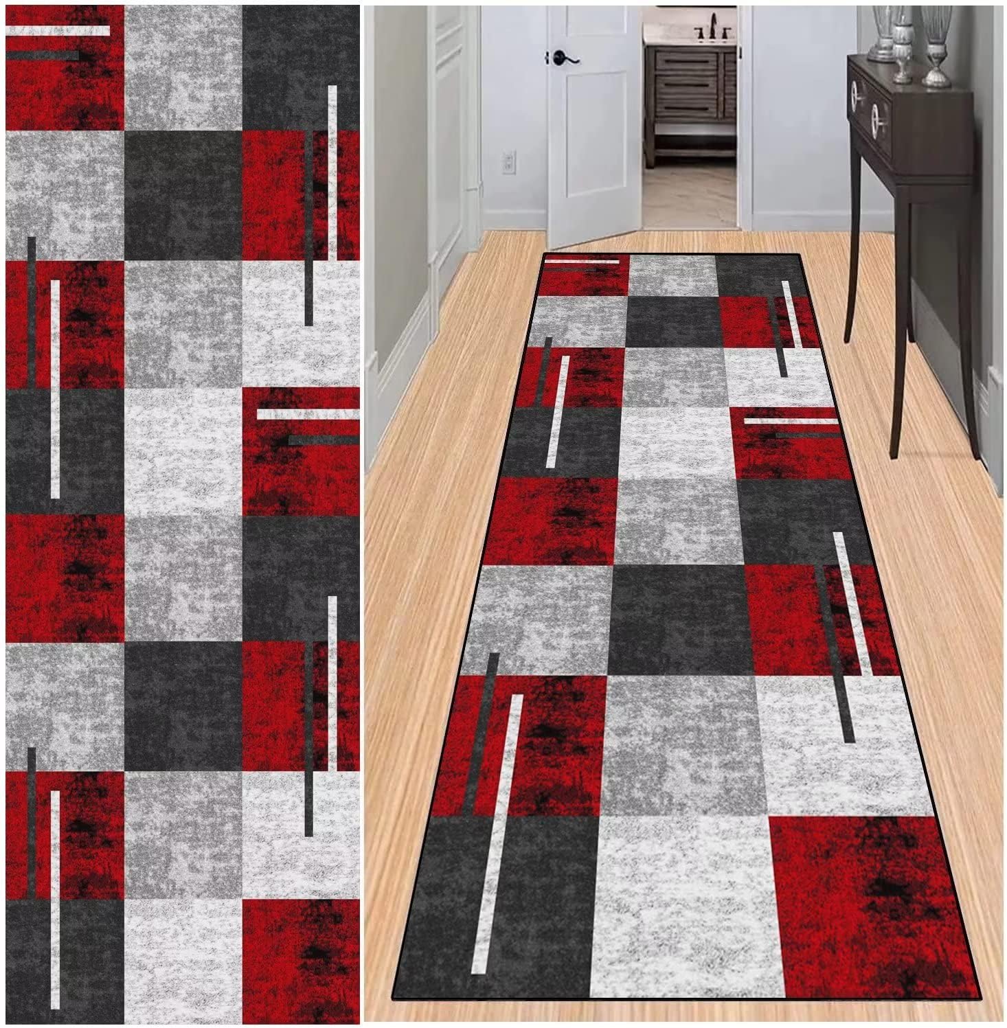Runner Rug Long Hallway NonSlip Washable 70 x 400 cm, Modern Kitchen