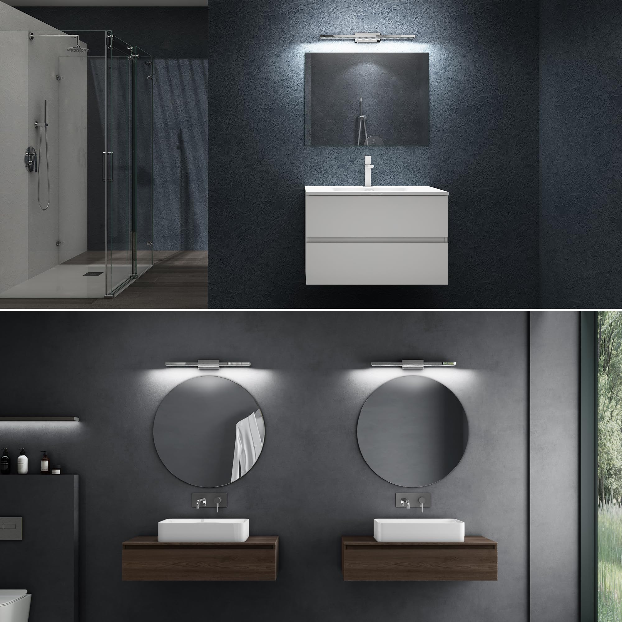 doporro Spiegelleuchte Bad 60cm LED Spiegellampe Badezimmer Lampe | 6000K Badlampe Wand über Spiegel Kaltweiß Badezimmerleuchte 14W Spiegelschrank Beleuchtung, Chrom, Leuchtschein