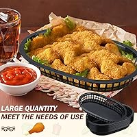 Vista 4 de 60 cestas de comida rápida para servir 10.5 x 7 pulgadas, cesta de plástico ovalada retro, bandeja de servicio de alimentos para restaurante, chips