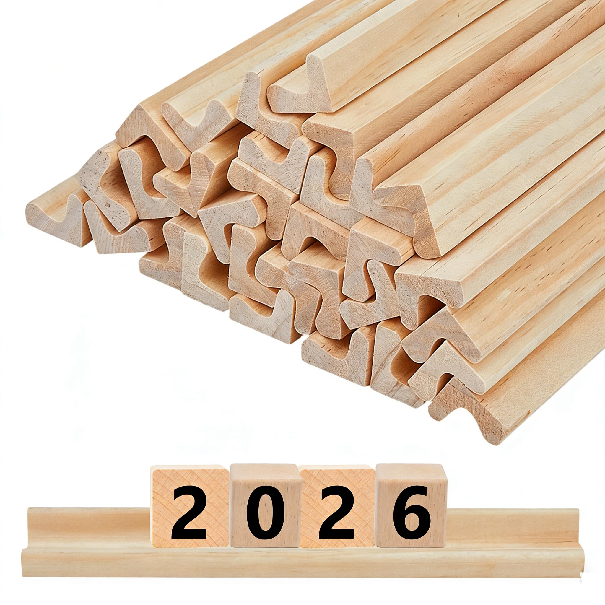 DELORIGIN 32 Pack Wood Racks Tile Holders Smooth Trays Replacement Wooden Word Game Rack Tray for Letter Tiles Crafts Mahjong Board Games School Students Stand 7.48x0.7x0.88inch