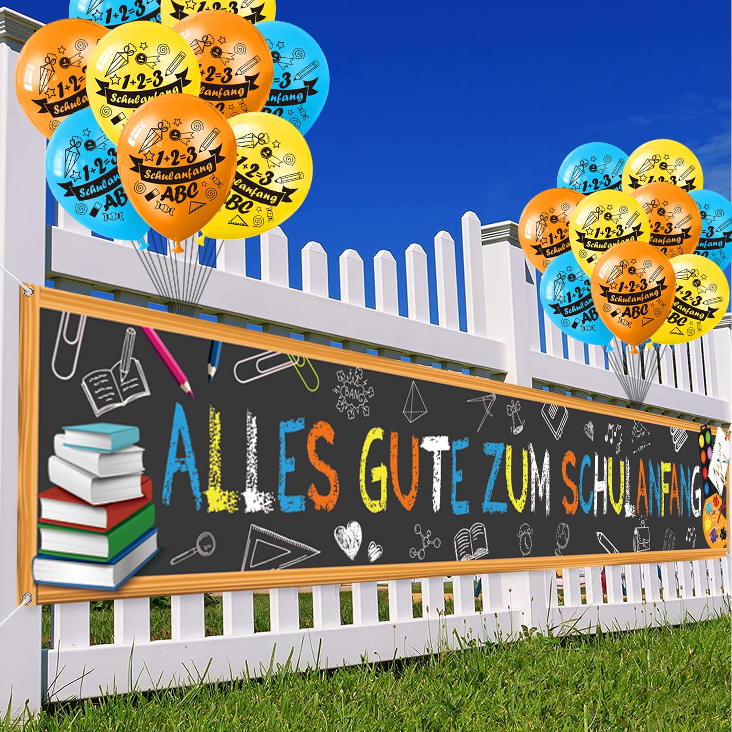 Schulanfang-Banner 1,8x1,1 M – Vinyl-Fotohintergrund Für Einschulung, Kita, Klassenzimmer