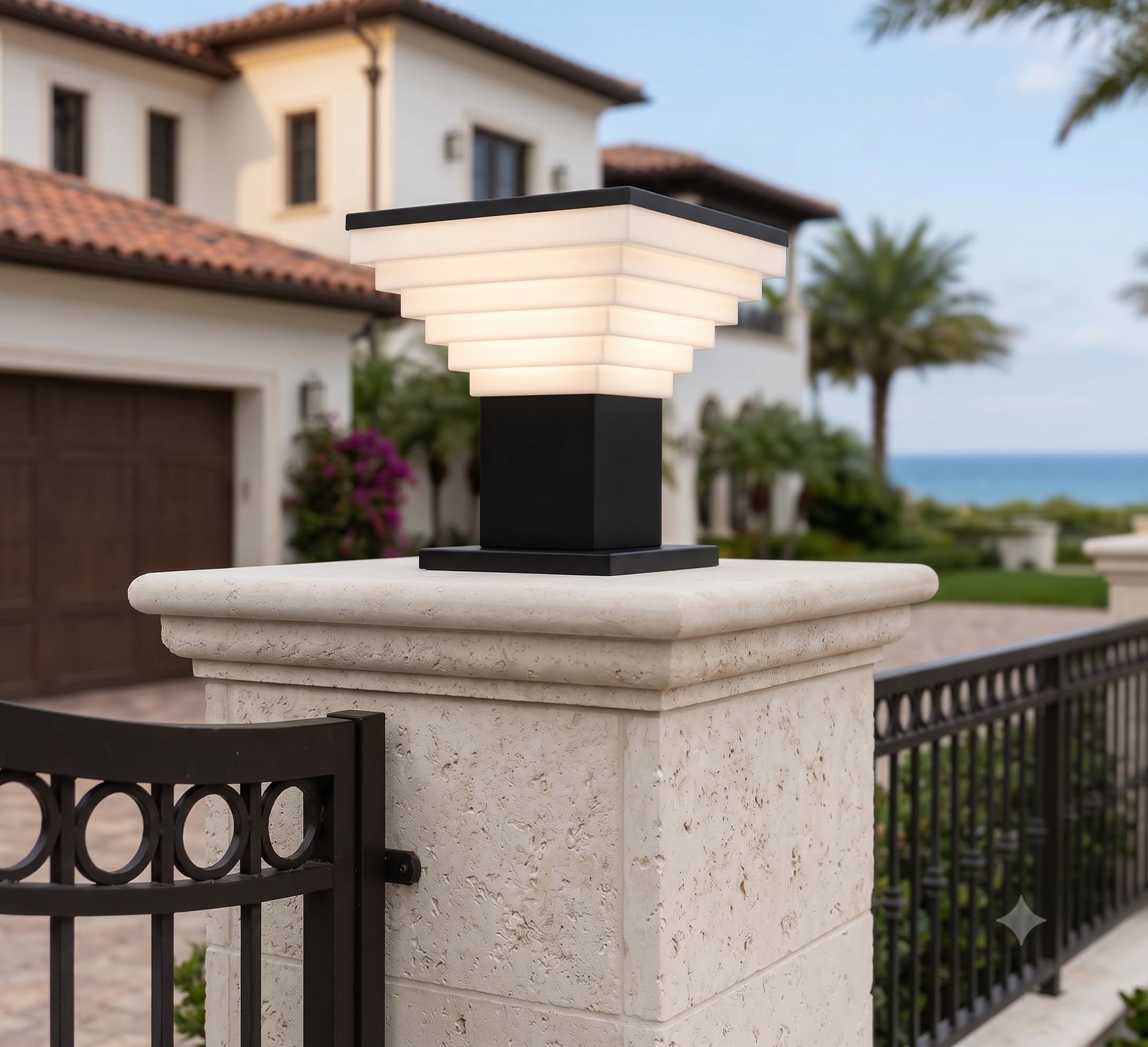 DarkVision Metal and Polycarbonate Main Gate Light for Outdoor Pillars Durable Waterproof Post Lamp for Garden, Driveway, Entrance, Driveway,Pathway, Lawn and Fence Columns (Without Bulb)-image-20