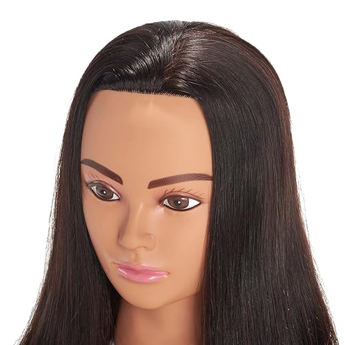 Miniatura 22 de Hairingrid Cabeza de maniquí de 20 a 22 pulgadas, 100% cabello humano, peluquero, cosmetología, maniquí, cabeza de entrenamiento, cabello y soporte