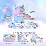 Patins à roues alignées papillon et fleur pour filles et garçons – Rose rouge pour adolescents de 7, 8, 9, 10 ans – Toutes roues lumineuses réglables pour sports d'intérieur et d'extérieur, cadeau - 4