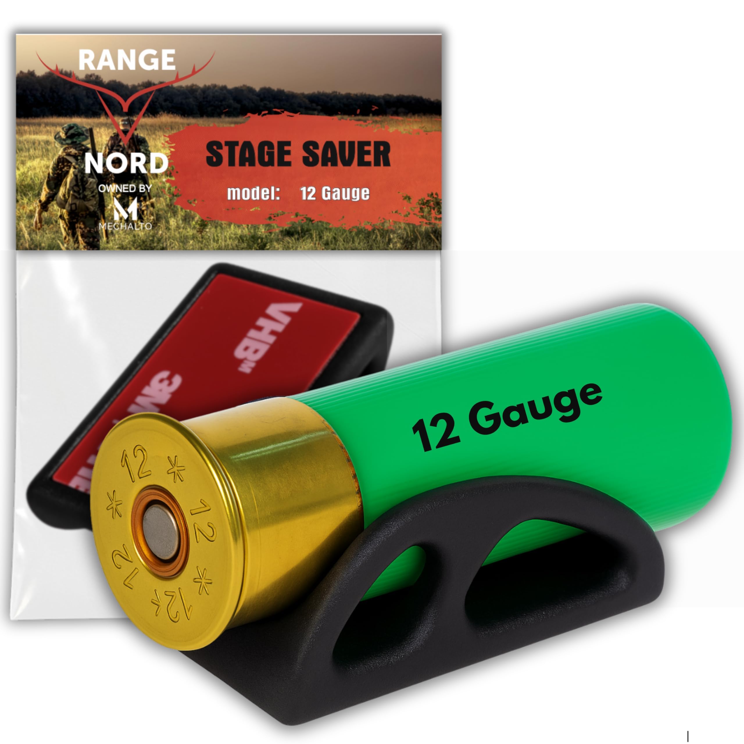 Shotgun Shell Holder - 12 Gauge Shell Holder / 10 Gauge / 20 Gauge - Match Savers with 3M Tape Made in Finland - Shotshell Holder Made of Heavy Duty P12 - Original Stage Saver by Rangenord