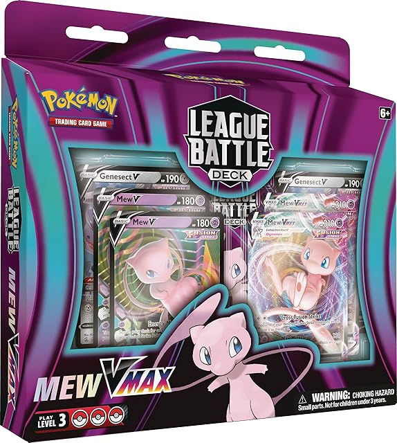 Pokémon TCG: Mew VMAX League Battle Deck (60 cards Ready to Play Deck, 4 Foil V Cards & 2 Foil VMAX Cards)