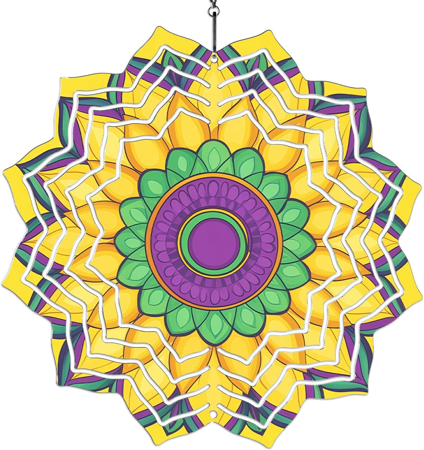 Fall Hanging Wind Spinners, 3D Lotus Pattern Design Wind Catchers & Spinners Outdoor Sculptures 7.87 Inch Holidays Birthday Gift for Lady Mother Wife Grandma, Yellow Datura 01