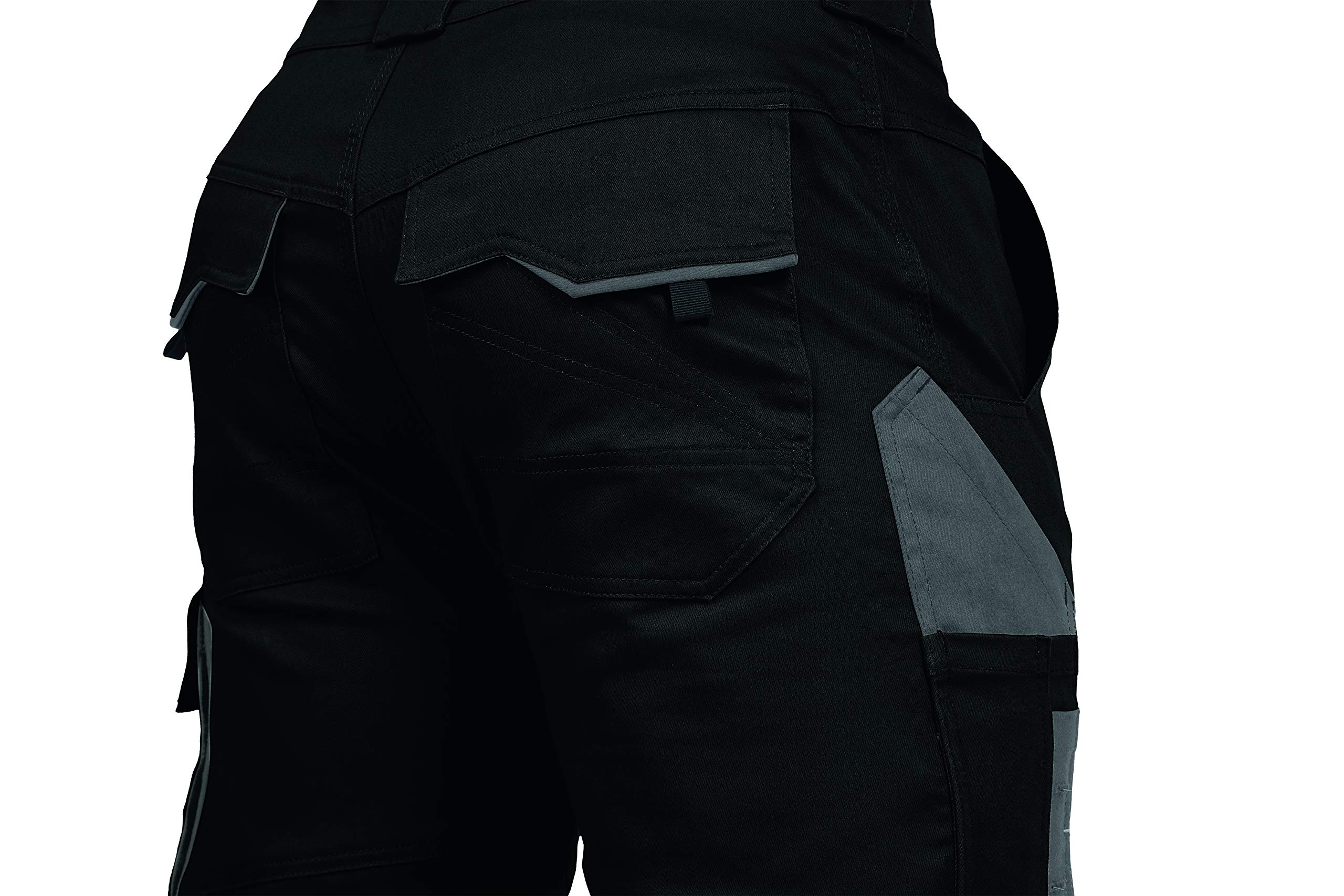 LEIBWÄCHTER Flex-line Arbeitshose Herren – schwarz/grau – Gr. 48 – Bequeme Workwear mit Elastan (Spandex) – 60°C waschbar & trocknergeeignet – erhöhte Reißfestigkeit – für verschiedenste Berufe