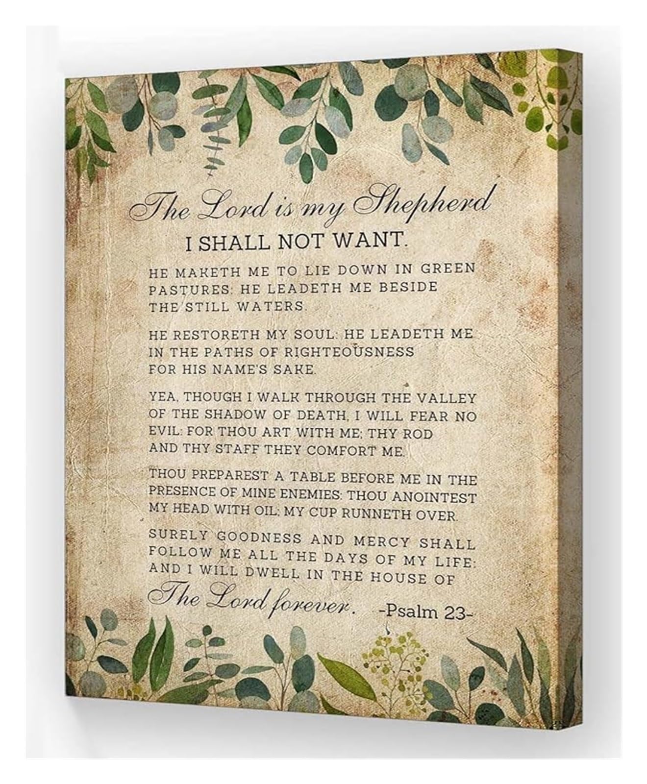 XGINERFEX Scripture Print Psalm 23 Bible Verse Vintage Wall-Art Poster Inspirational for Home Decor(Unframed,08x12inch(20x30cm))
