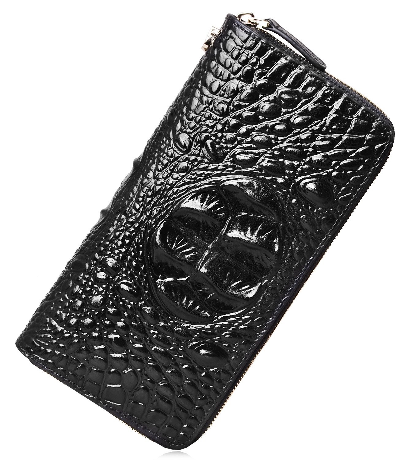 PIJUSHI Wristlet Wallet Crocodile Leather Wallets for Women Ladies Clutch Purse
