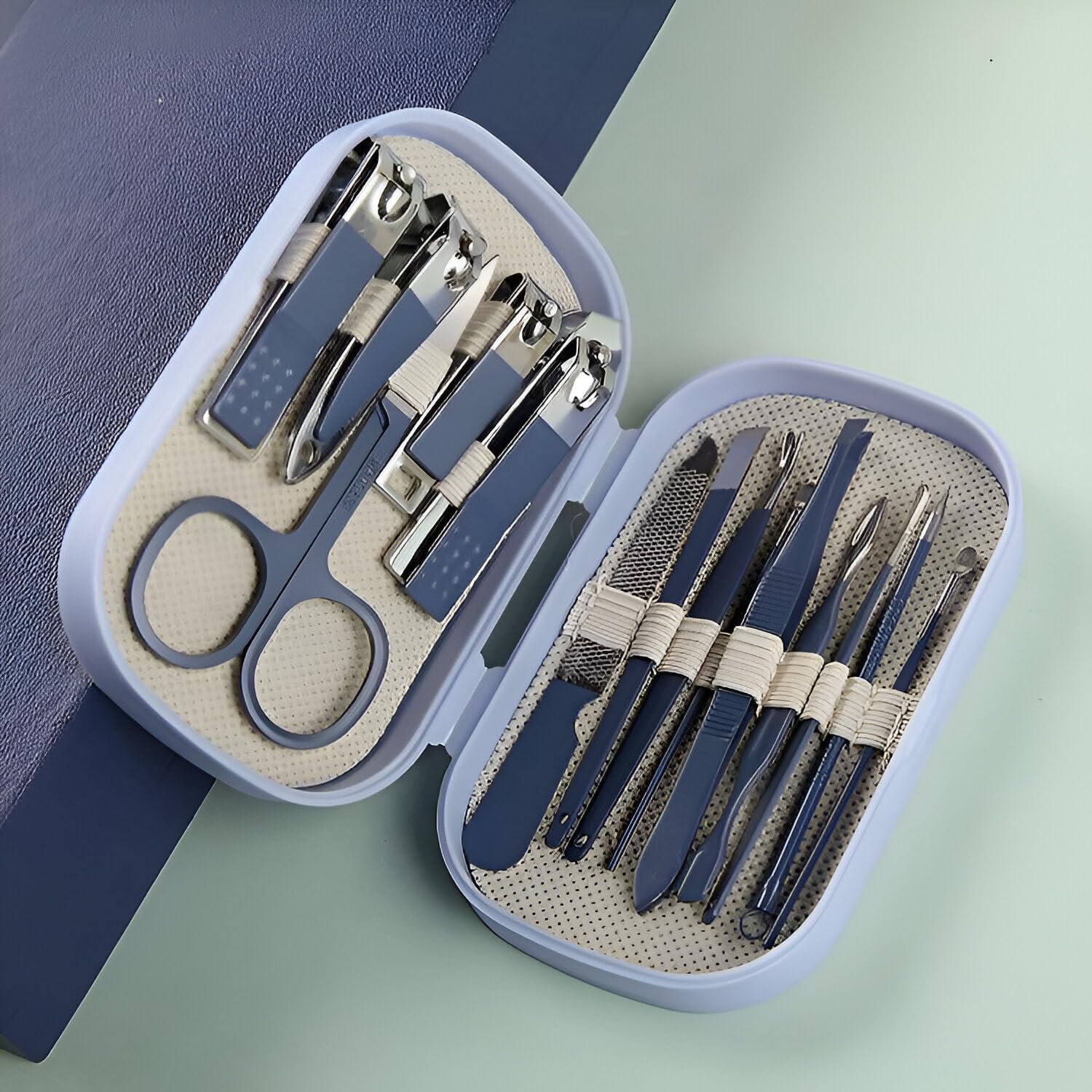 CEPLO 14-Piece Manicure Set Nail Clipper Kit – Stainless Steel Nail Care Tools for Hands & Feet, Professional Grooming Kit for Men & Women, Sharp Toenail & Fingernail Clippers, Travel Gift Set (BLUE)