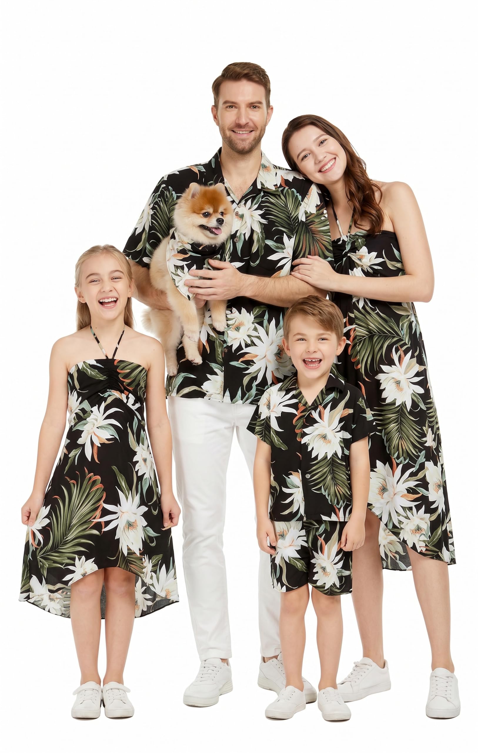Family Matching Hawaiian Clothes, Wispy Cereus Black