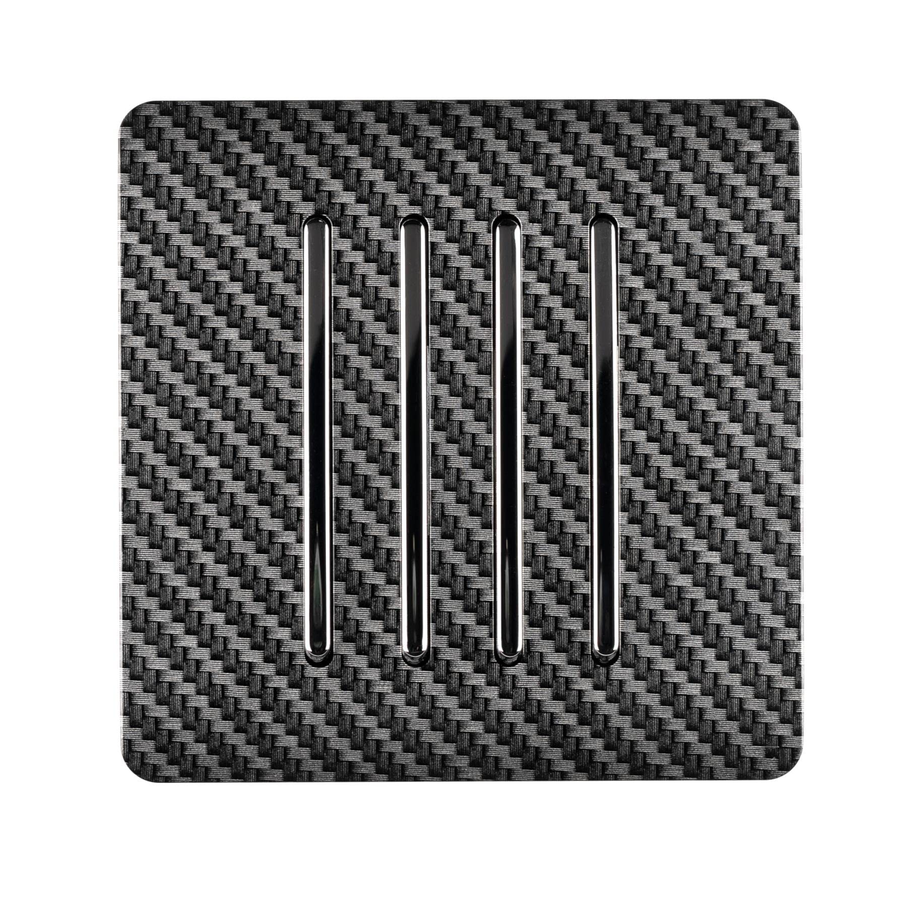 Trendi 4 Gang 2 Way Artistic Modern Glossy 10 Amp Rocker Tactile Light Switch Carbon Fibre 5060998720903