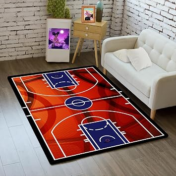 Basketball Rug Basketball Carpet for Boys Room Print Court Sport Area Rug for Living Room Floor Mats Basketball Room Decor for Boys, 23