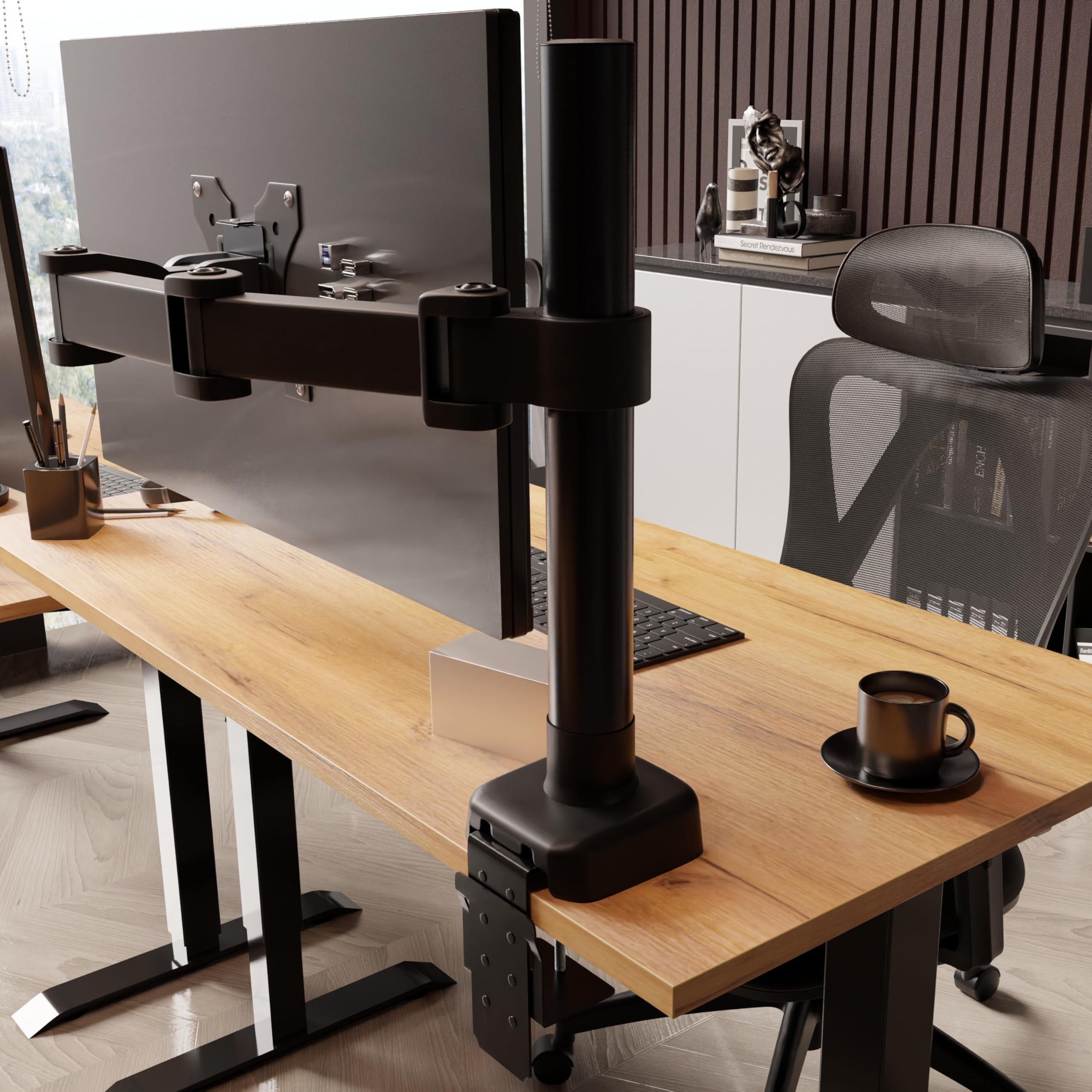 POKAR Soporte para Monitor Brazo Articulado para Pantalla Brazo de Soporte para Monitor, Ergonómico, Ajustable en Altura, Compatible con VESA