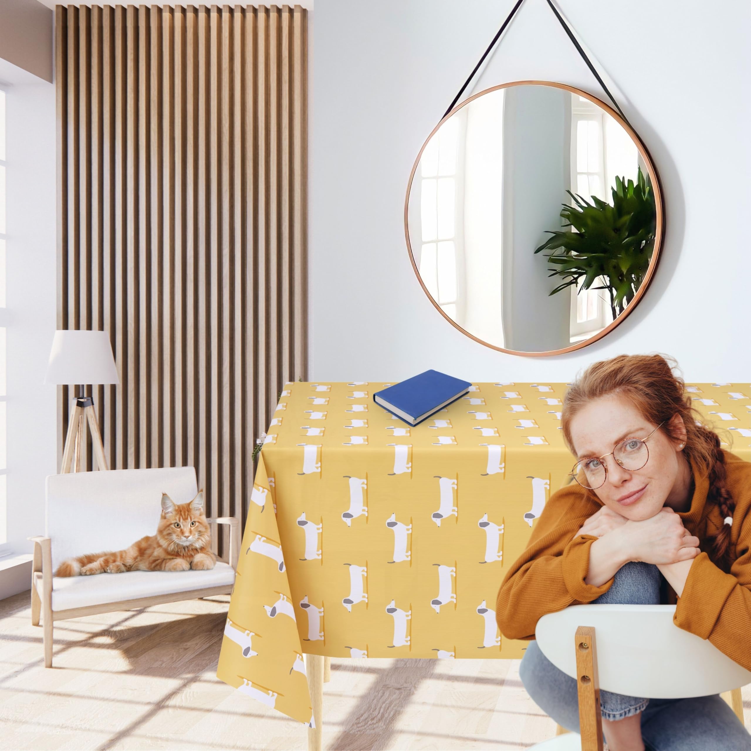 KP HOME Tovaglia In PVC Gialla Lavabile – Stampa Floreale