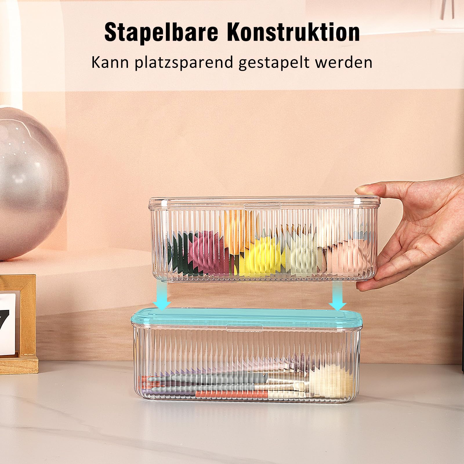 JessLab Makeup Pinselhalter Organizer, Klarer Schmink-Schwamm Behälter, Kosmetik-Aufbewahrung mit Deckel, 1 Fach (2 Pack)