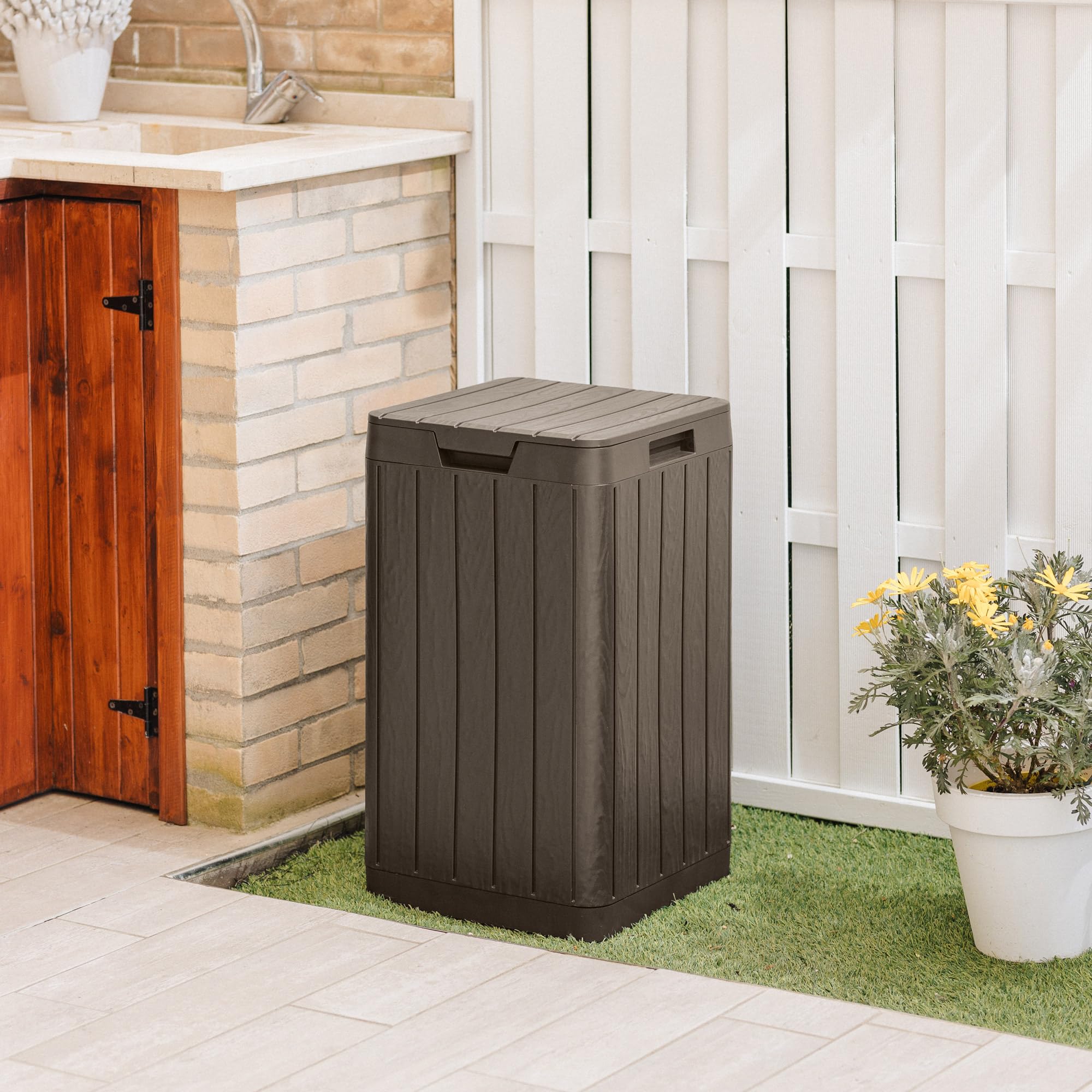 Cubo de basura Rio Garden, 80 l, 38 x 38 x 65 cm, marrón