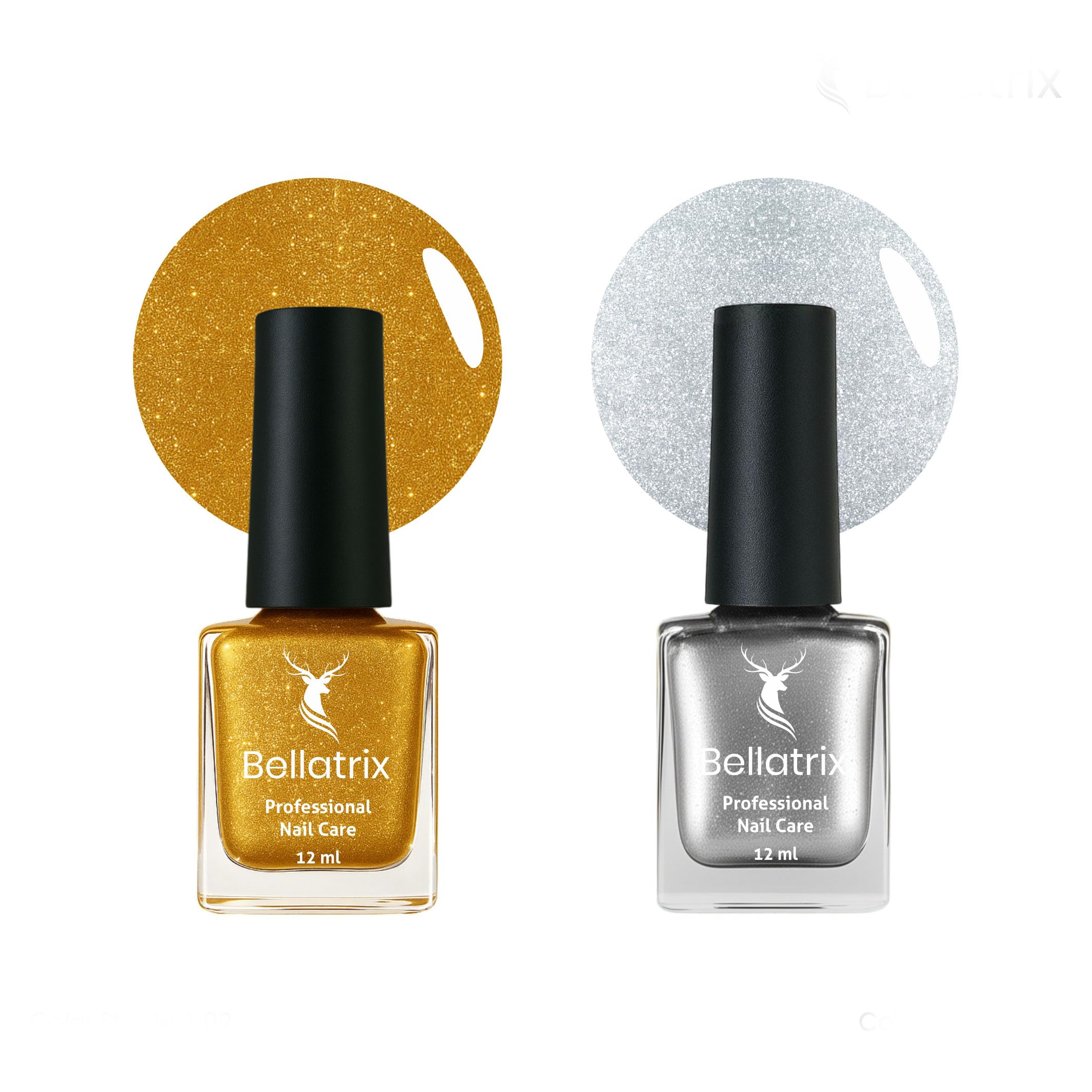 BELLATRIX COSMETICS Professional Nail Polish Combo-2 Golden Glory/15 Sparkling Silver | Glossy Gel Finish | Quick Dry | Long Lasting | Chip Resisting | Hand Picked Awesome Shades-image-48