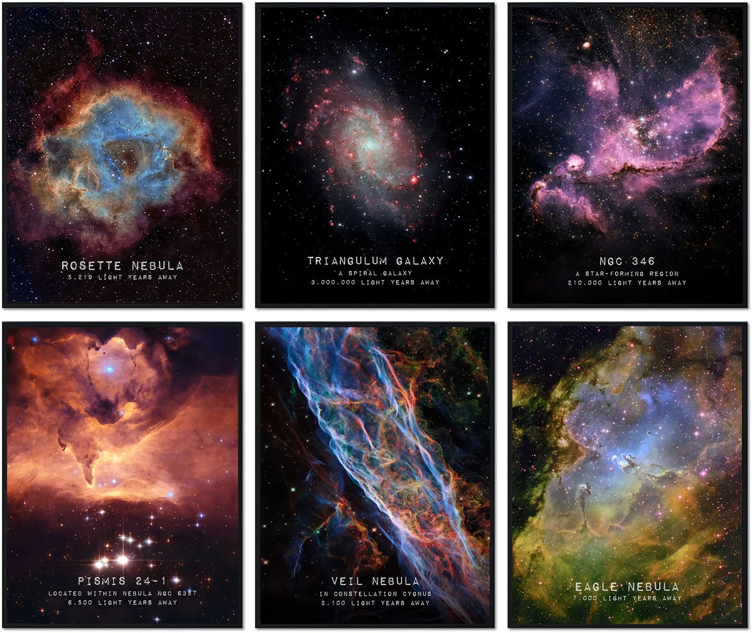 LBARTXY 6Pcs Universe Starry Sky Wall Art Outer Space Fantastic Nebula Galaxy Canvas Posters Prints Stars Wall Decor Pictures for Kids teen boy room decoration, Unframed