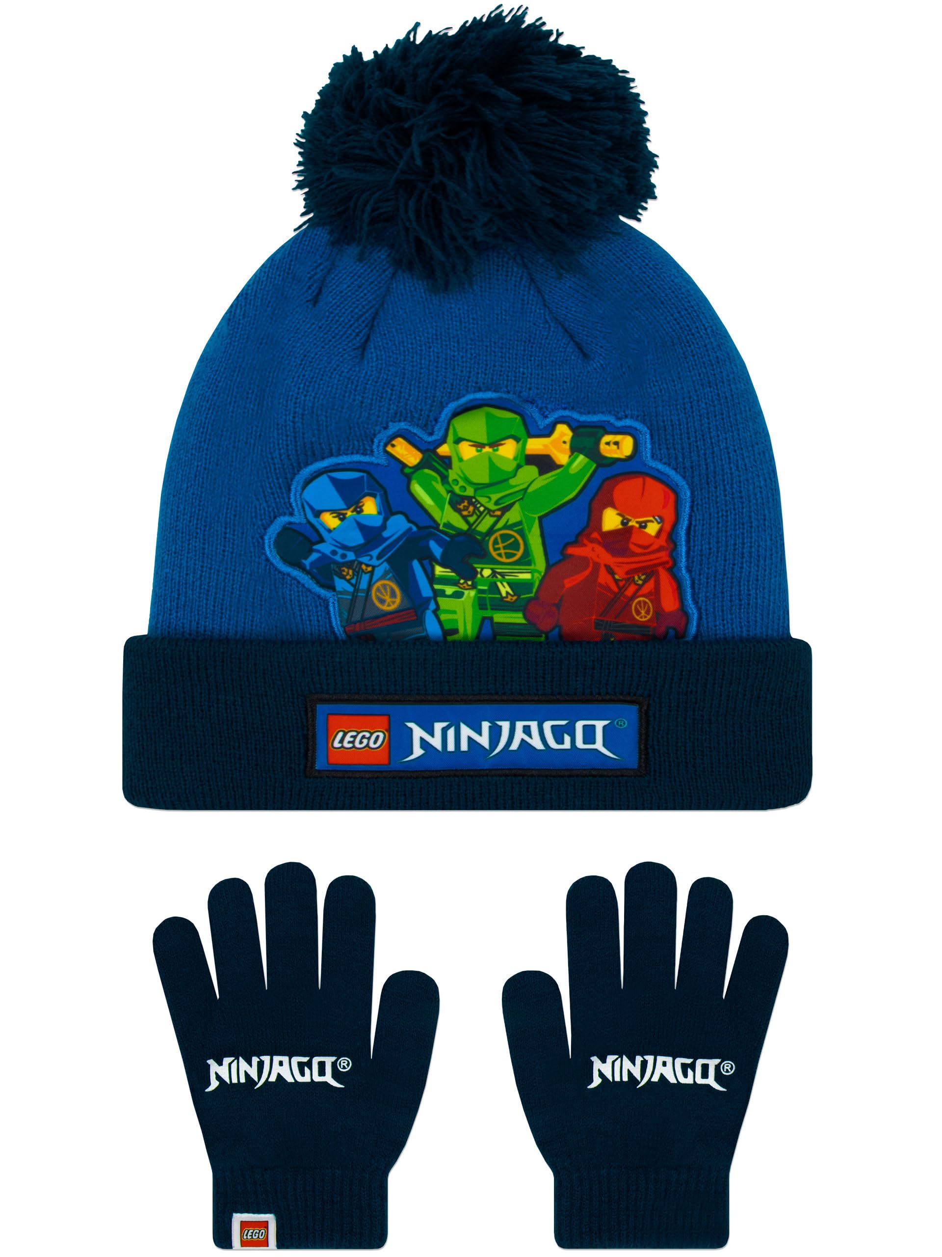 Hat And Gloves For Boys, Ninjago Kids Winter Hat And Gloves, Kai, Lloyd And Jay Boys' Hats & Caps, Blue, One Size