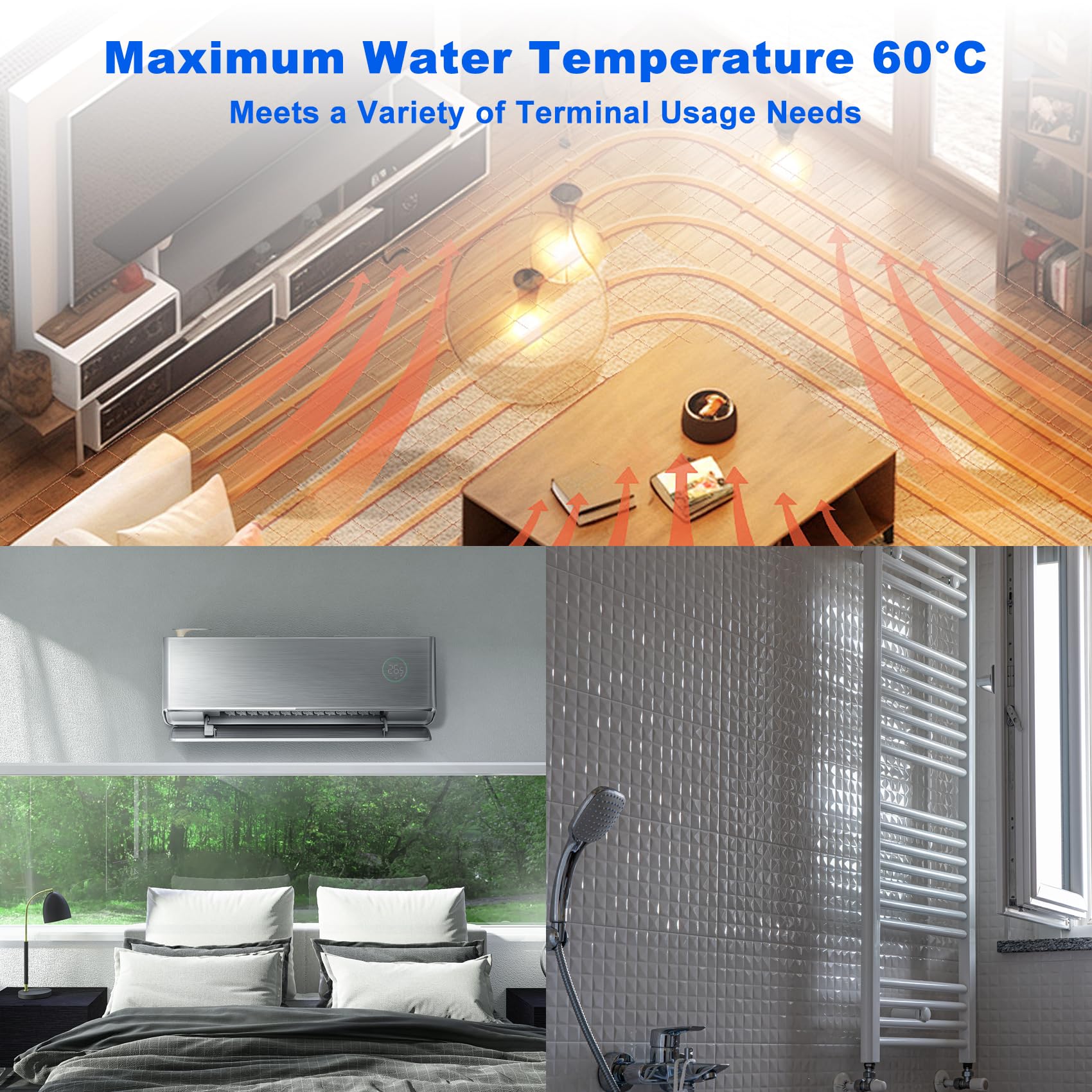 Smad Pompa di Calore 16kW, R290 A+++, COP 5.11, Acqua Calda, Raffreddamento, Riscaldamento, Monoblocco, Sistemi Wifi, Antigelo, Modalità Silenziosa, Riscaldamento Elettrico