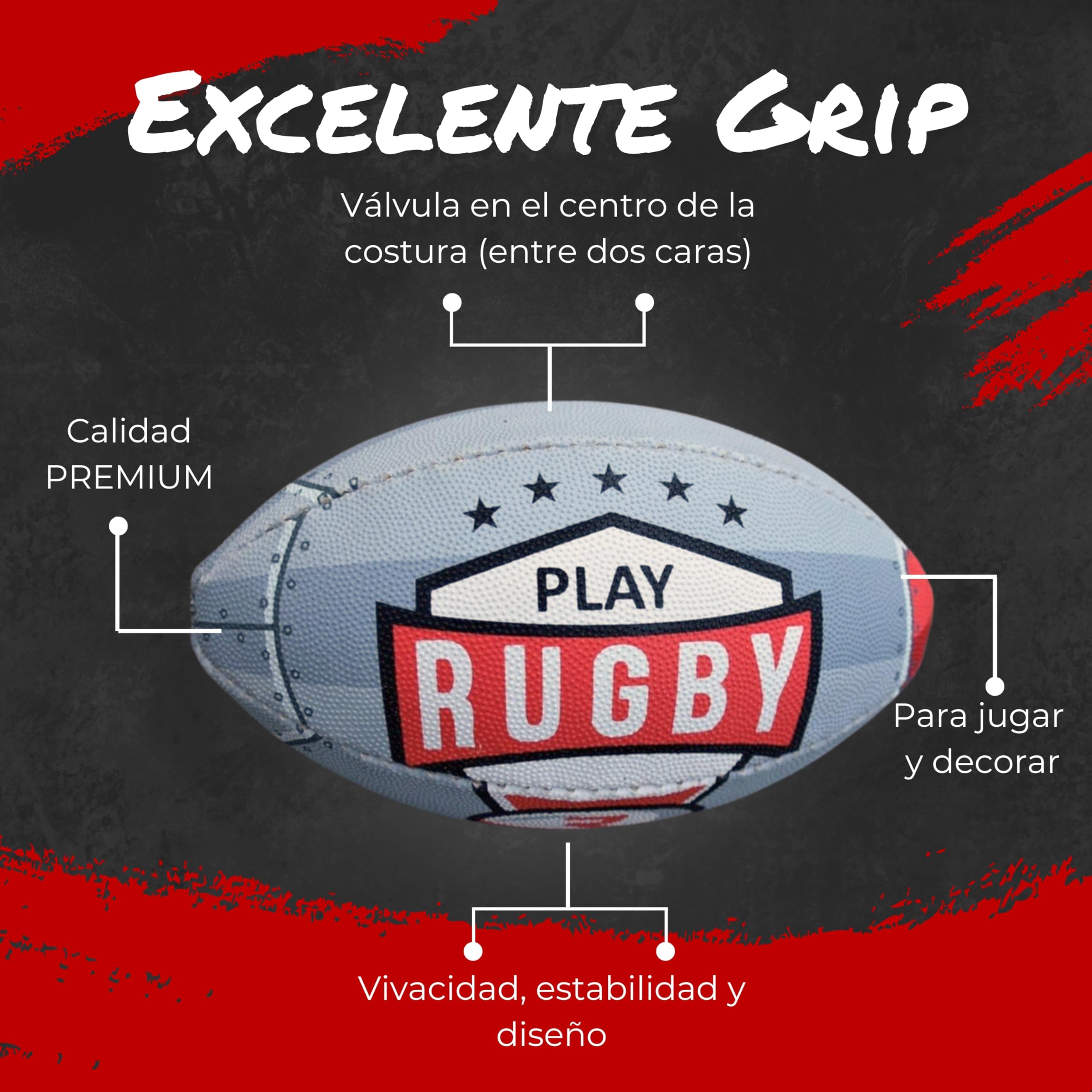 Mini Balón de Rugby para Niños y Niñas T2 – Iniciación y Entrenamiento - Balón Promocional - Regalo Rugby - Modelo Shark
