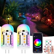 Smart G4 LED Bulb 12V Color Changing, Bluetooth Not WiFi, RGB T3 G4 bi-pin LED Bulbs, Dimmable with Remote and App, CCT Tunable 2700K to 6500K for Outdoor Low Voltage Landscape Lights