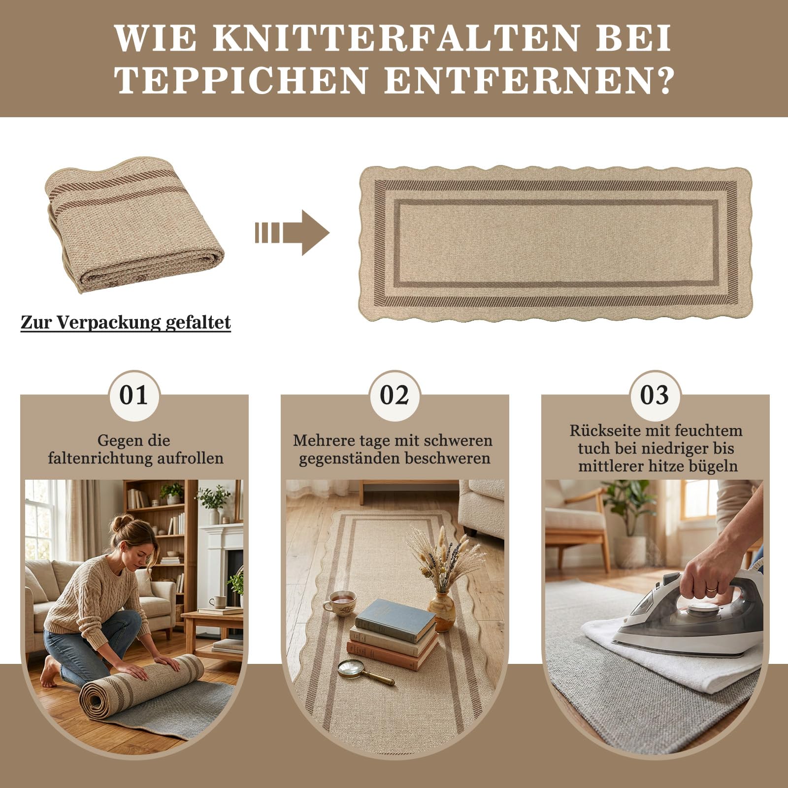 Teppich Läufer Flur 80X200cm, Modern Waschbarer rutschfest Jute Küchenteppich Lang, Gestreift Jute Flur Teppich Teppichläufer für Eingang Küche Korridor Schlafzimmer Wohnzimmer Balkon