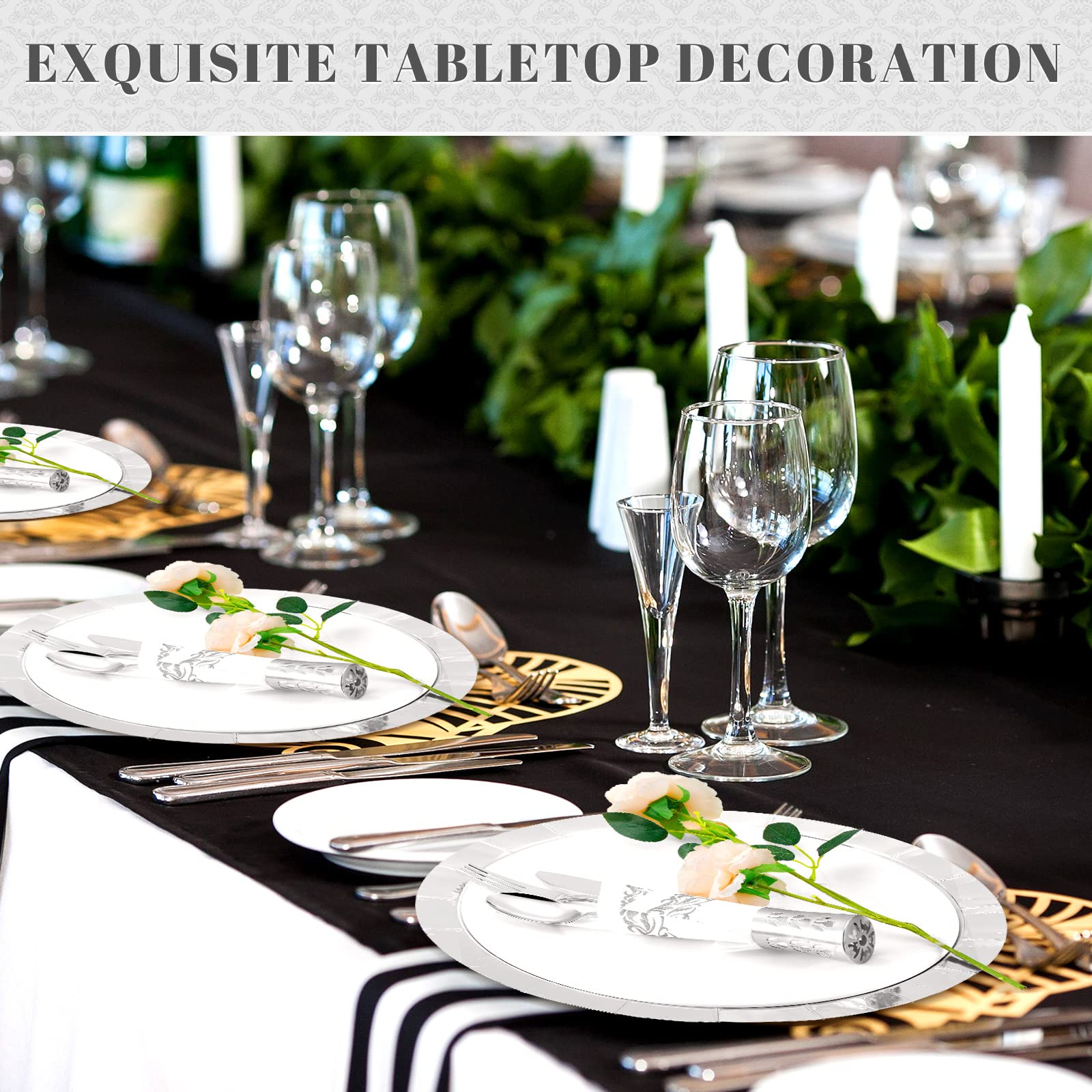Patelai Lot de 120 assiettes jetables en papier pour assiettes à dîner en vrac de 33 cm - Plateau de service en papier robuste pour mariage, fête d'anniversaire (argenté)