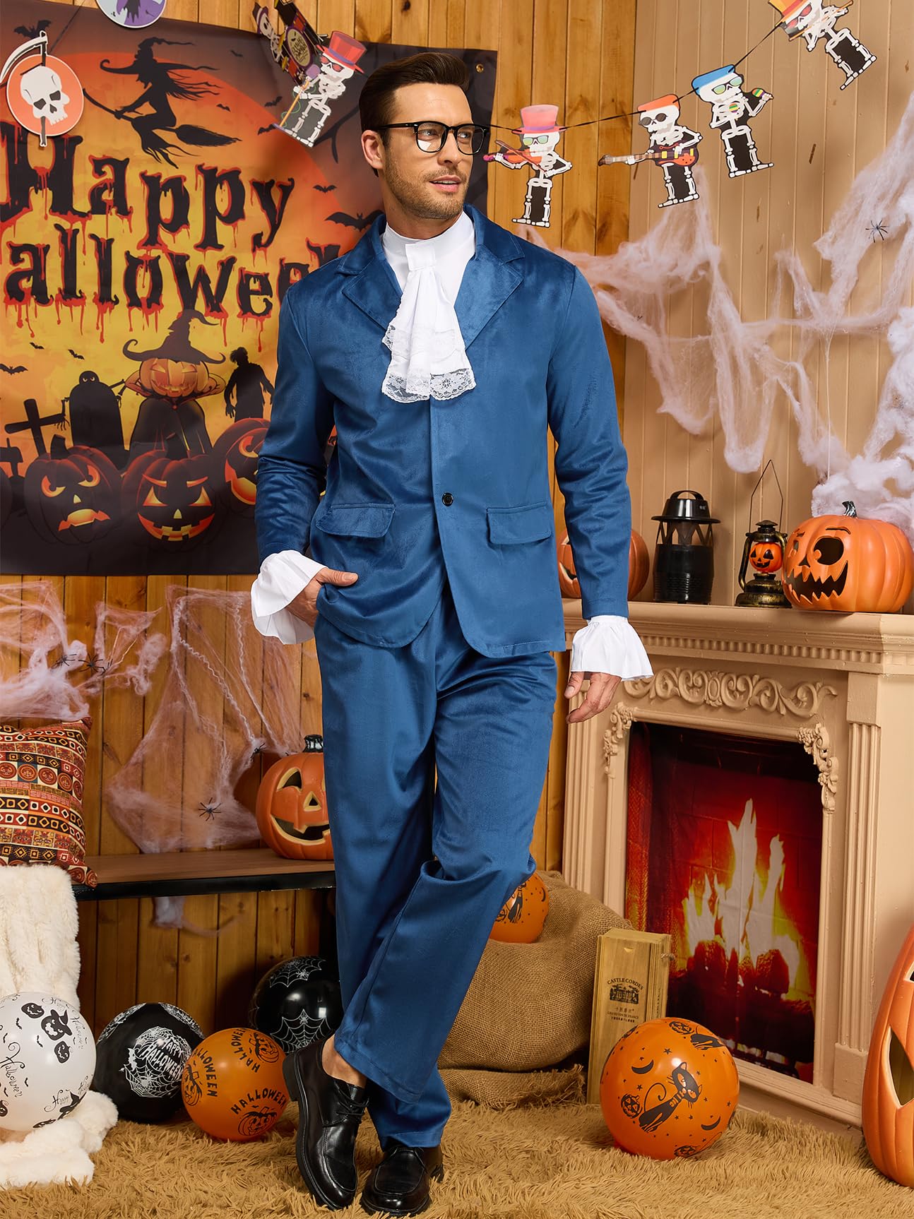 Austin Costume swinger espion des années 60 pour homme - Costume d'Halloween en velours - Costume de cosplay