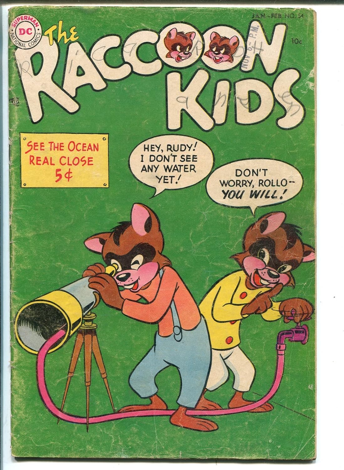 Amazon.com: THE RACCOON KIDS #54-1955-DC COMICS-WACKY PRANK COVER ...