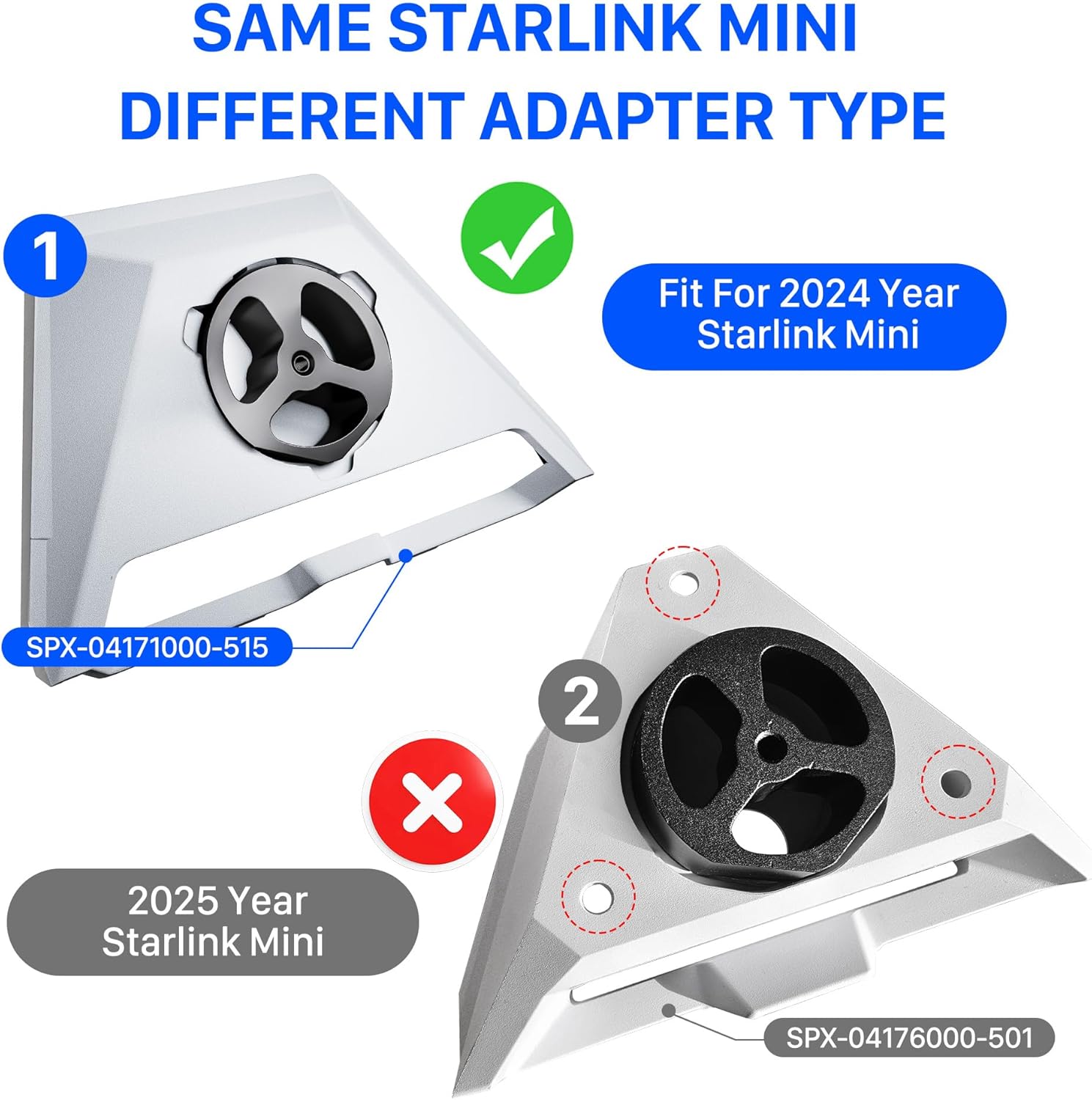 [2025 New Version] Starlink Mini Mount - Upgraded Non-Spherical Joints Adjustable Clamp Mount for RV Yacht Camper, Starlink Mini Accessories with 2025 Pipe Adapter,SPX-04176000-501