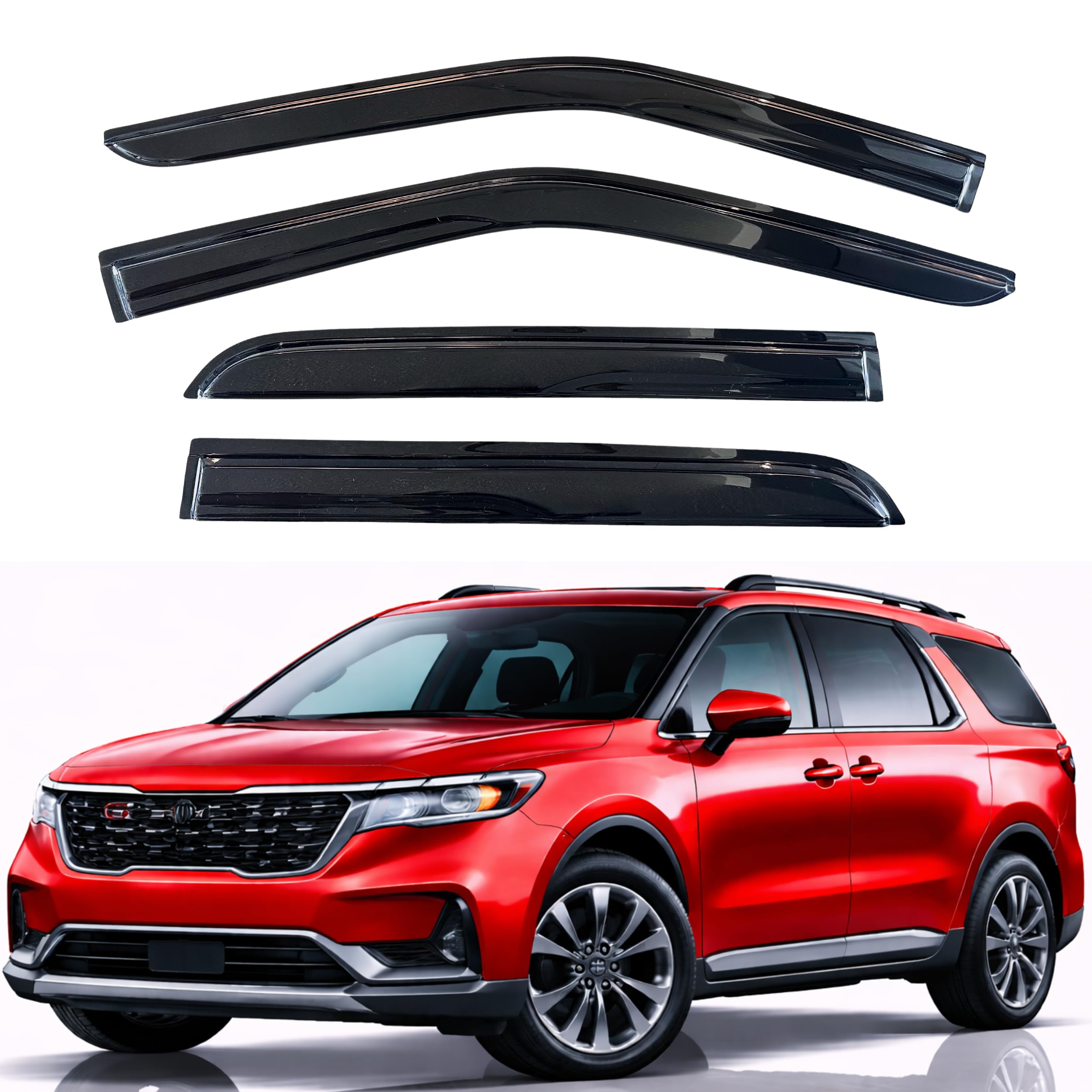 KPY Rain Guards Fit for 2022-2026 Kia Carnival, Out-Channel Window Visors Vent Wind Deflectors 4PC, Car Accessories for 22-26 Carnival