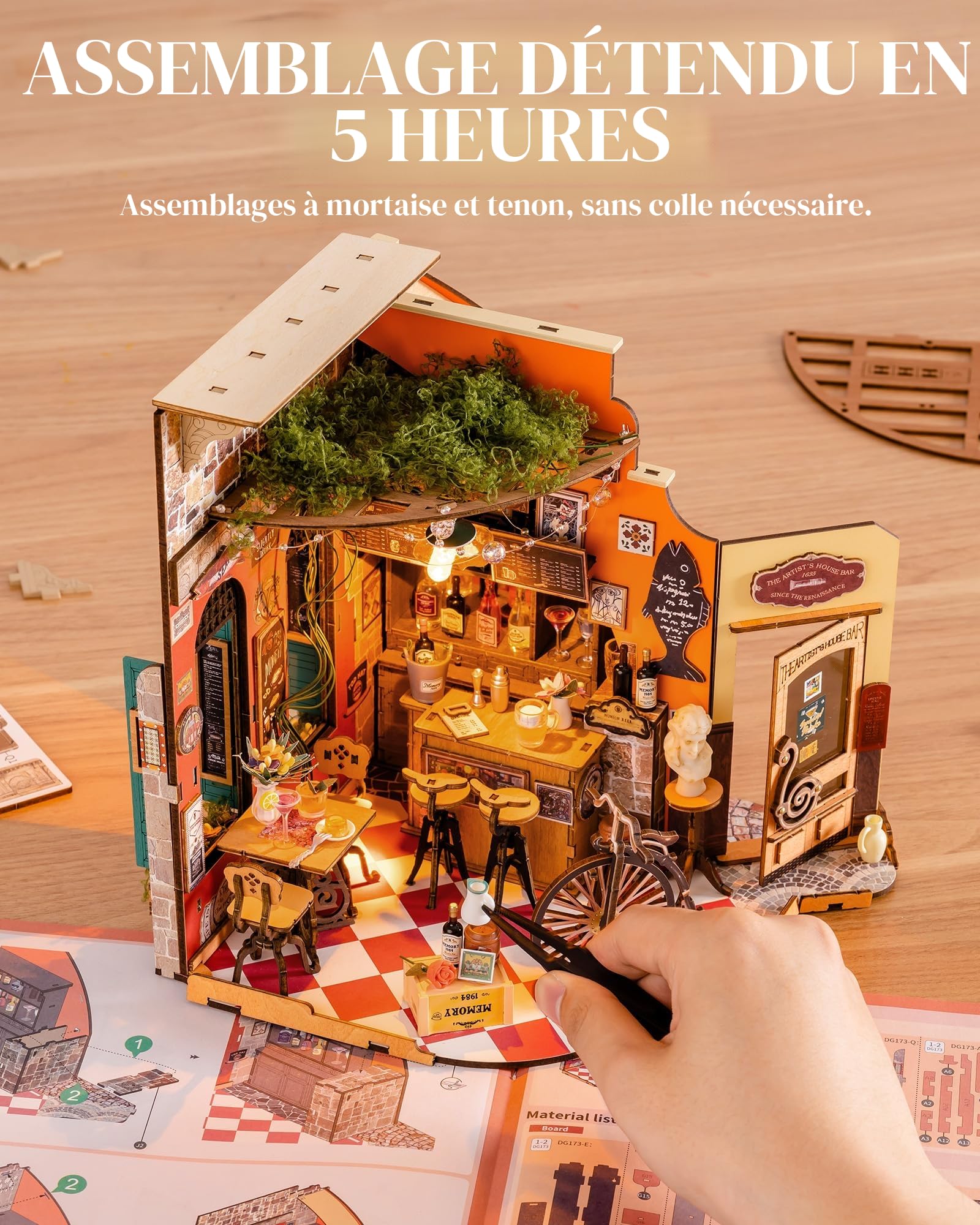 Rolife Kit DIY Maison Miniature Cheers Bar Kits de Modélisme pour Adultes à Construire Maison de Poupée Miniature Décoration d'Intérieur Cadeau d'anniversaire