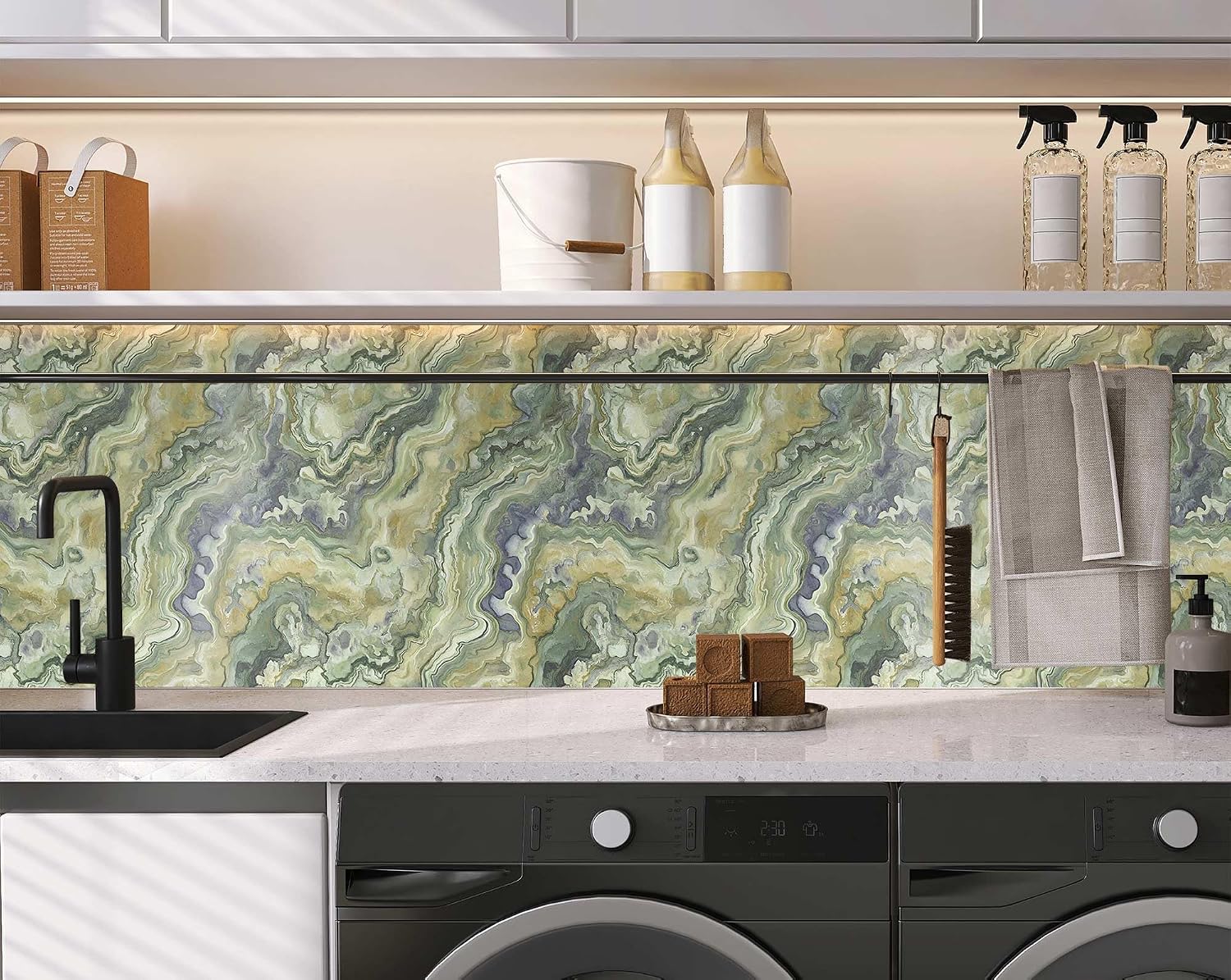 Nature Vein Wallpaper – Boho Mineral Texture Peel and Stick Wallpaper, Earth Tone Self-Adhesive Vinyl for Modern Decor, 17.7in x 236in