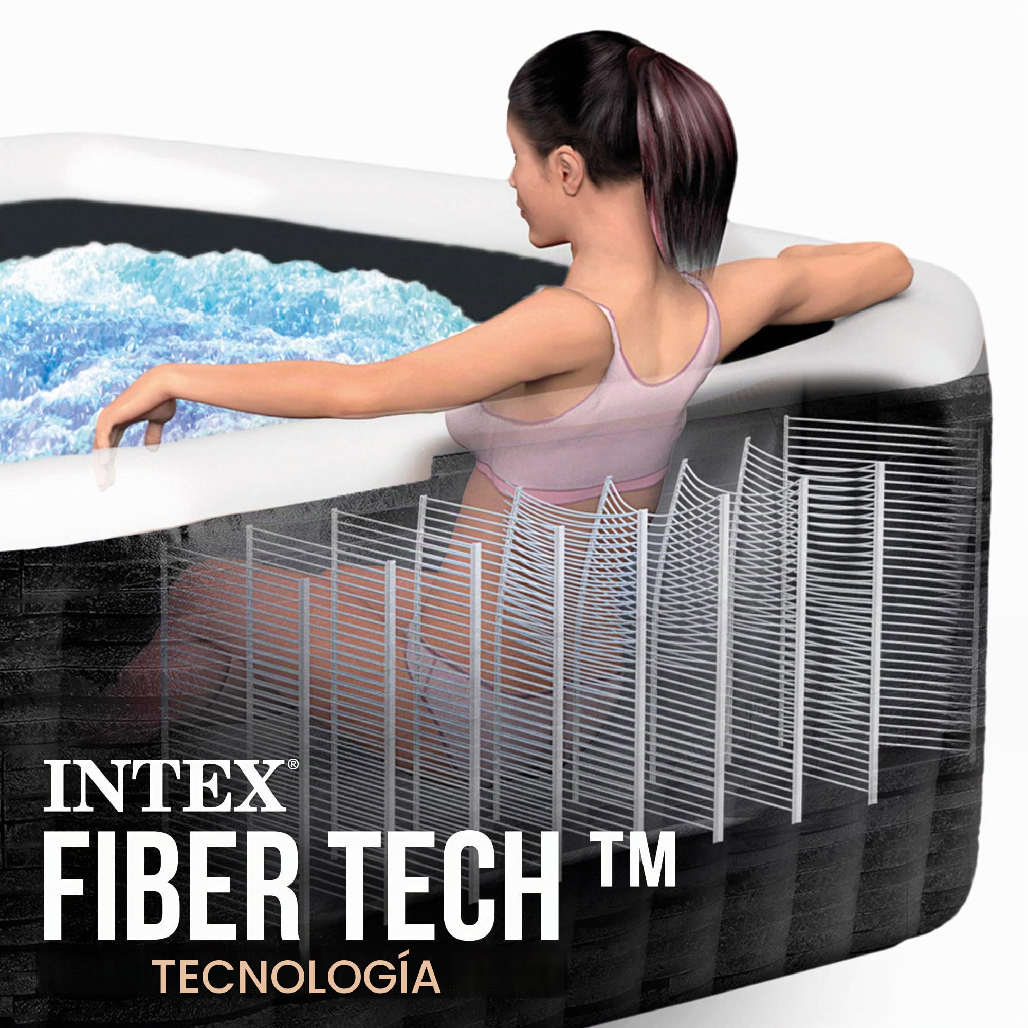 Intex 55090 - SPA Hinchable Exterior e Interior para 4 Personas, Medidas 175x175cm, Capacidad 795 litros, Temperatura del Agua 10º- 40º, SPA Inflable, bañera