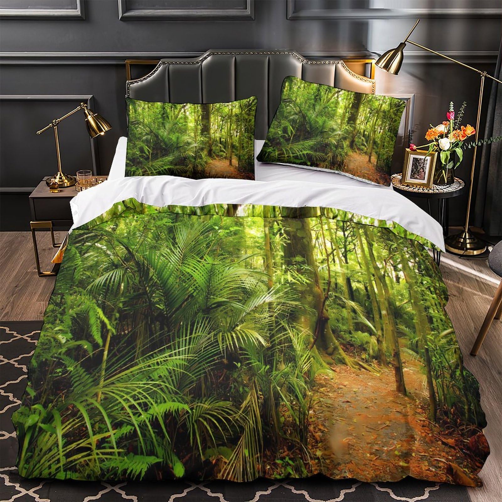 Housses de couette 3D forêt tropicale microfibre hypoallergénique lit simple 140x200