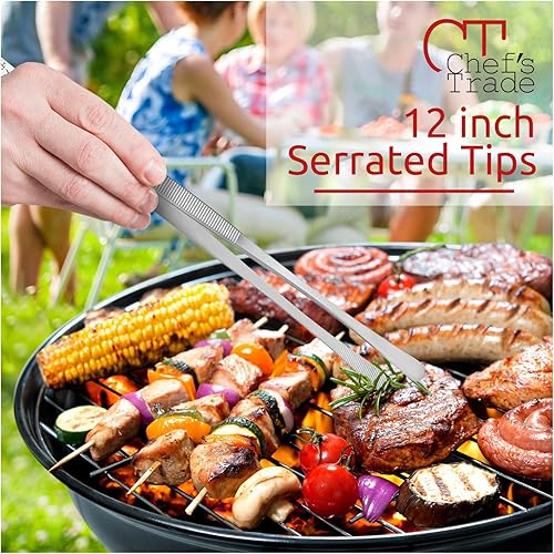 Miniatura 4 de Chef's Trade Pinzas profesionales de cocina y cocina, pinzas de acero inoxidable de 12 pulgadas, multiuso